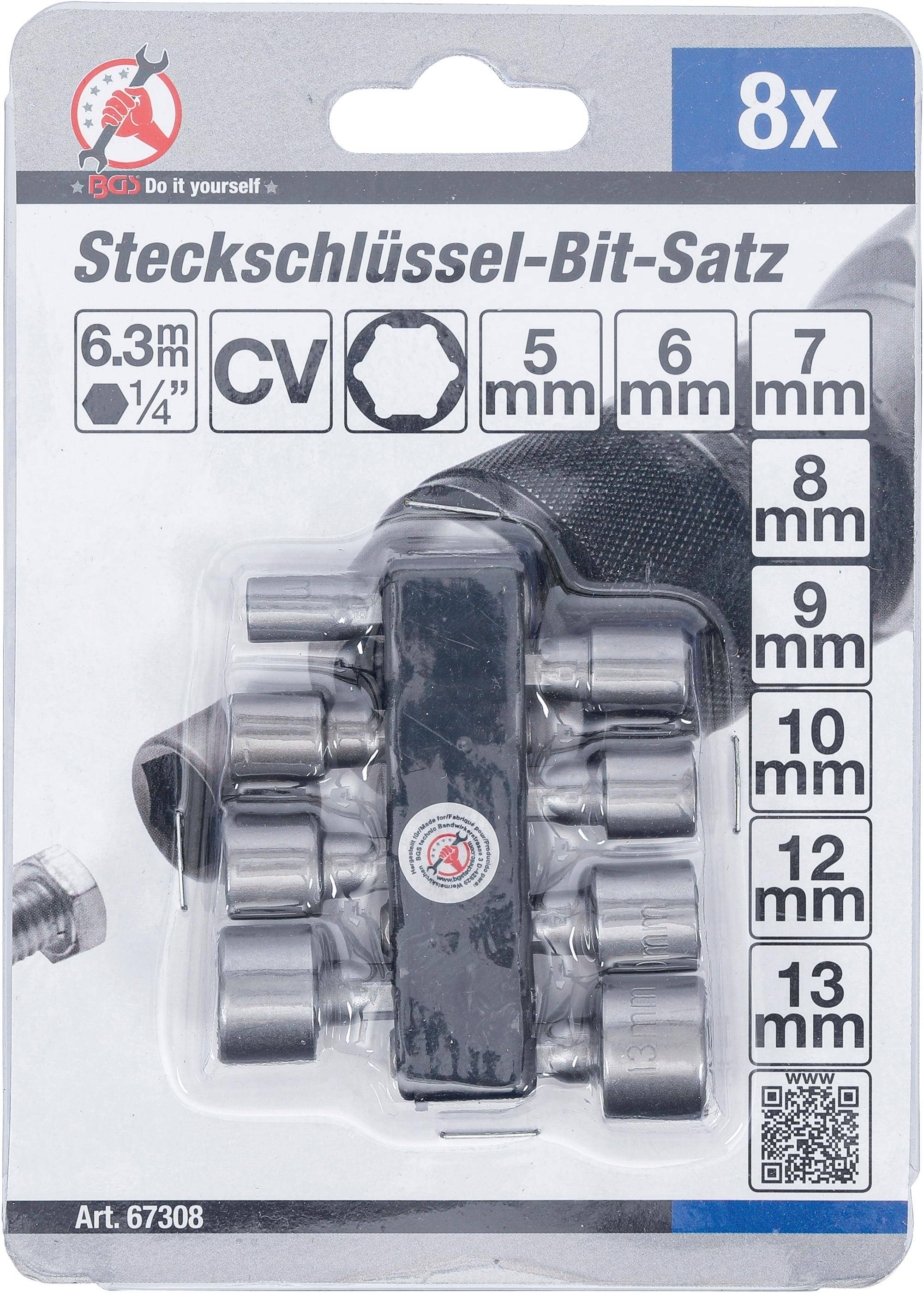 BGS technic Steckschlssel-Bit-Satz | Antrieb Auensechskant 6,3 mm