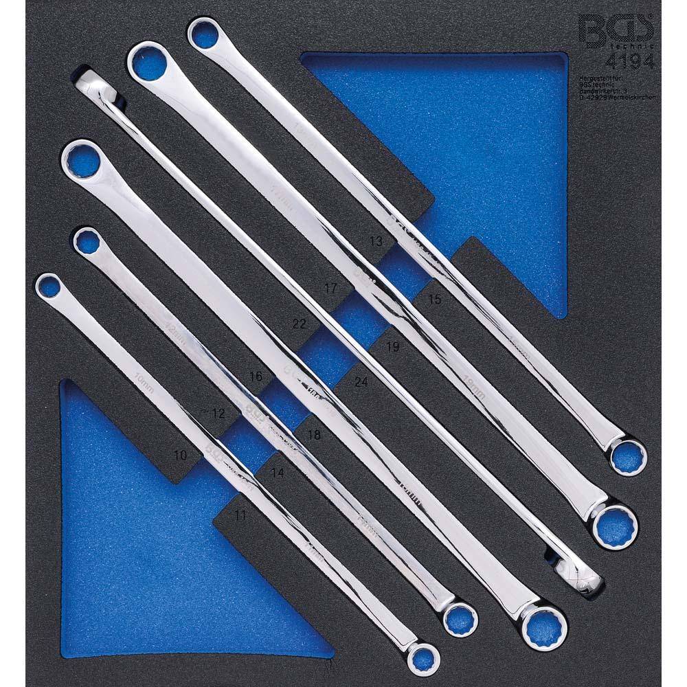 Werkstattwageneinlage - Doppel-Ringschlüssel-Satz - extra lang - 2/3 Schubladengröße - SW 10 x 11 bis 22 x 24 mm - 6-tlg.