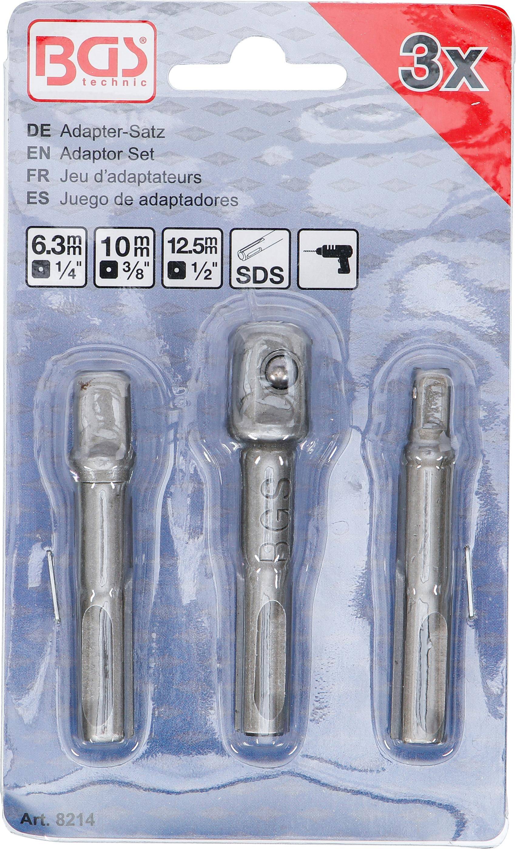 BGS technic Adapter-Satz | SDS - Auenvierkant 6,3 mm (1/4"), 10 mm
