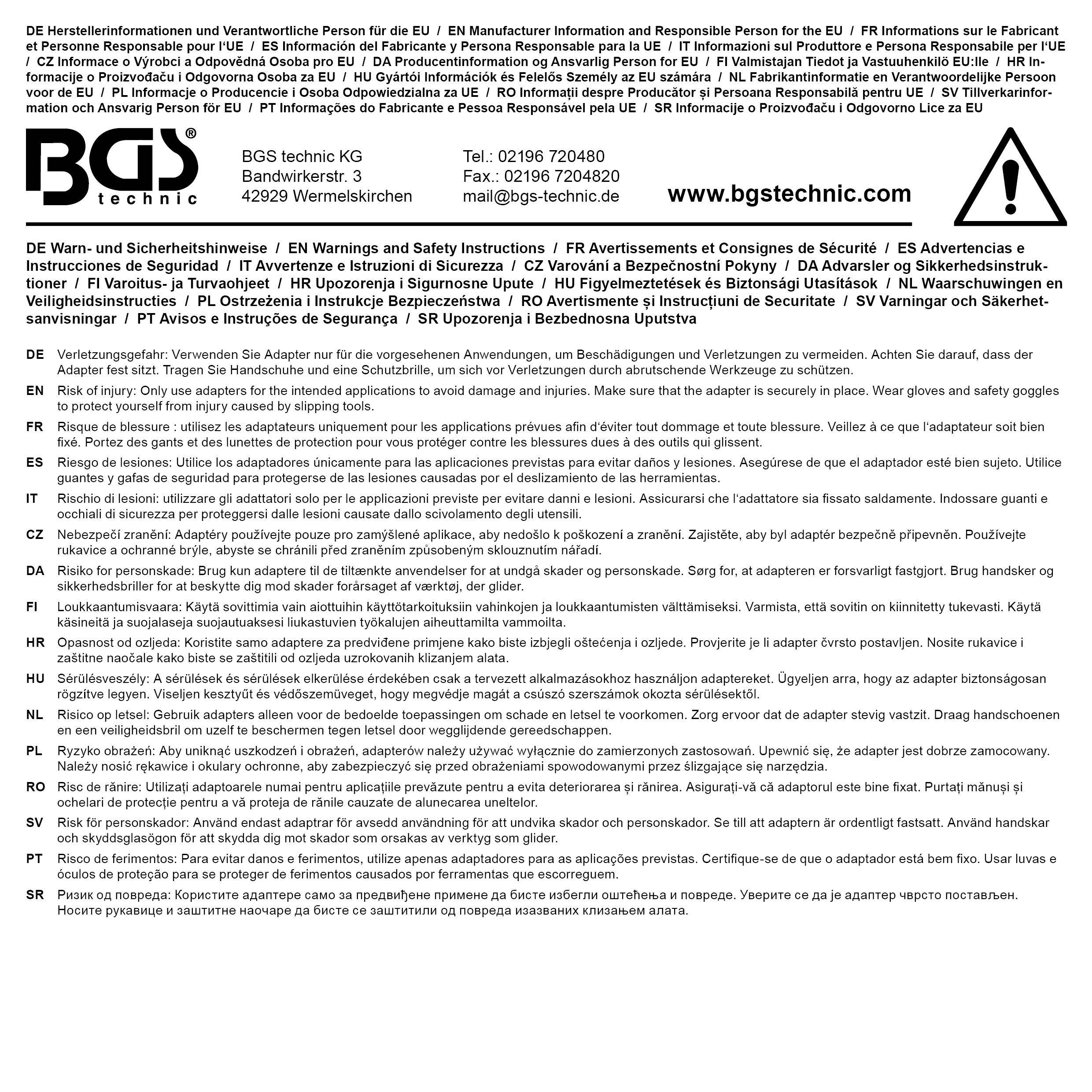BGS technic Steckschlssel-Adapter | Innenvierkant 20 mm (3/4") -
