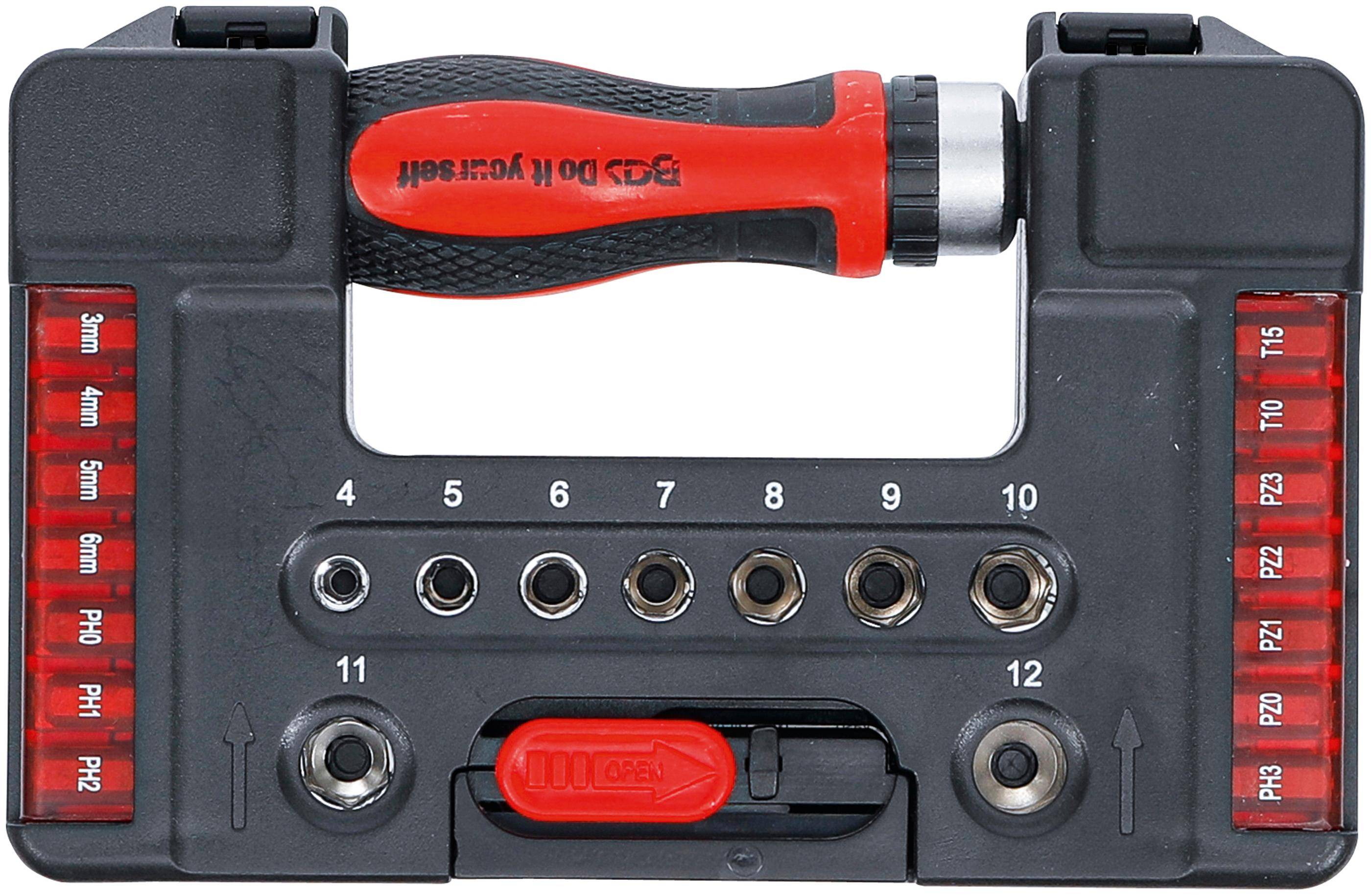 BGS technic Bit-/Steckschlssel-Einsatz-Satz | mit Ratschen-Drehgriff