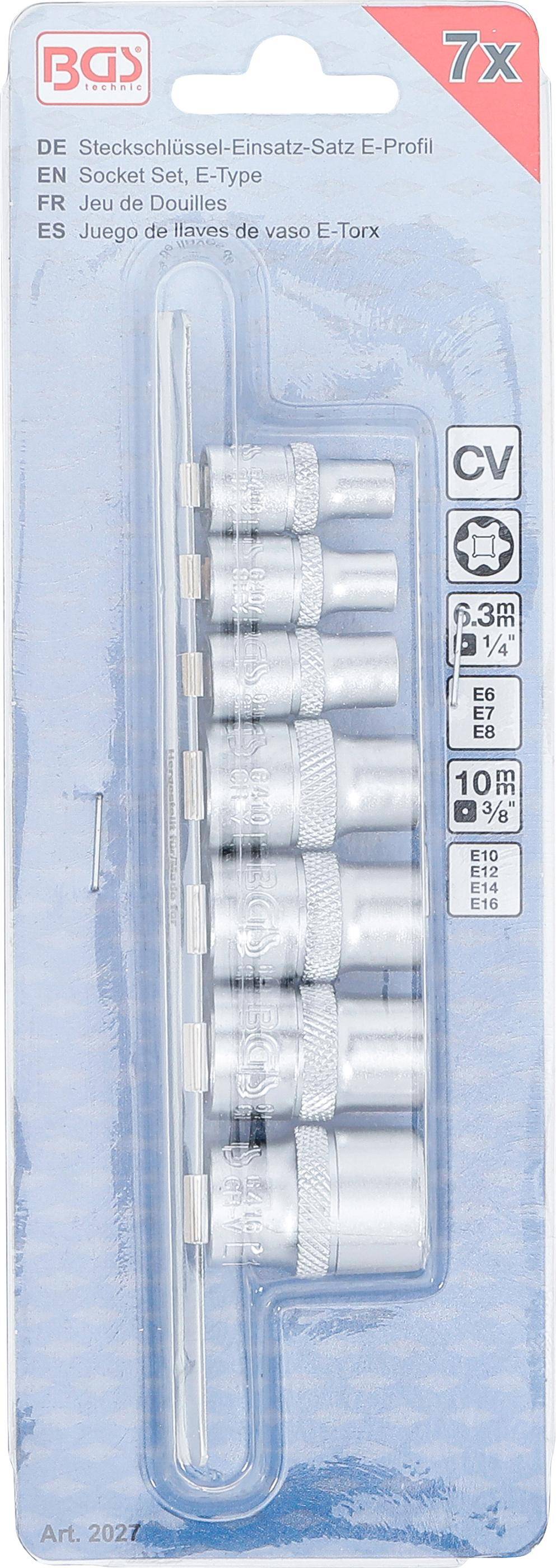 BGS Steckschlssel-Einsatz-Satz E-Profil | Antrieb Innenvierkant 6,3