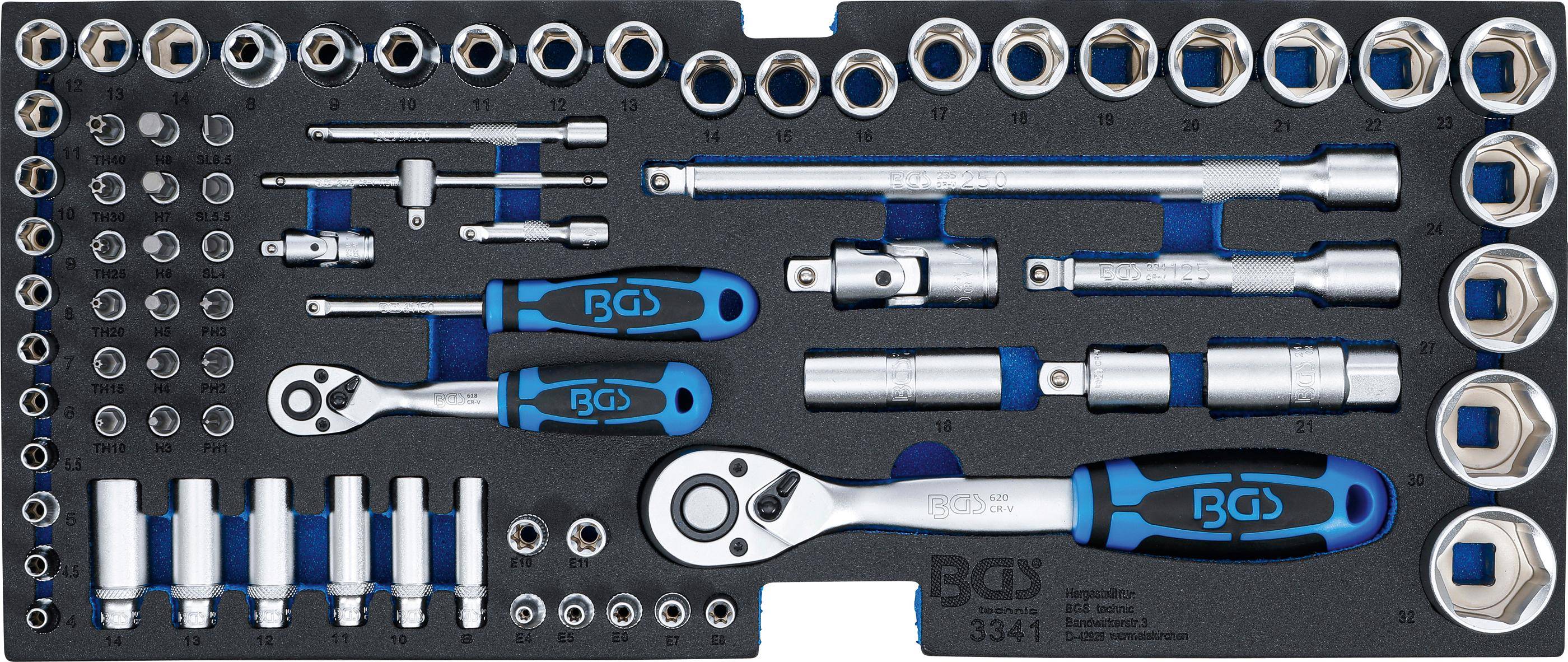 BGS technic Schaumeinlage fr Art. 3312: Steckschlsselsatz | 12,5 mm