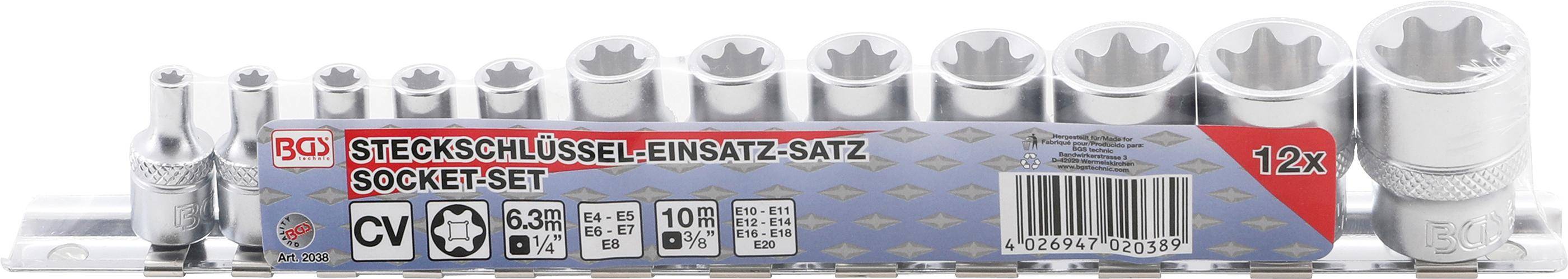 BGS Steckschlssel-Einsatz-Satz E-Profil | Antrieb Innenvierkant 6,3