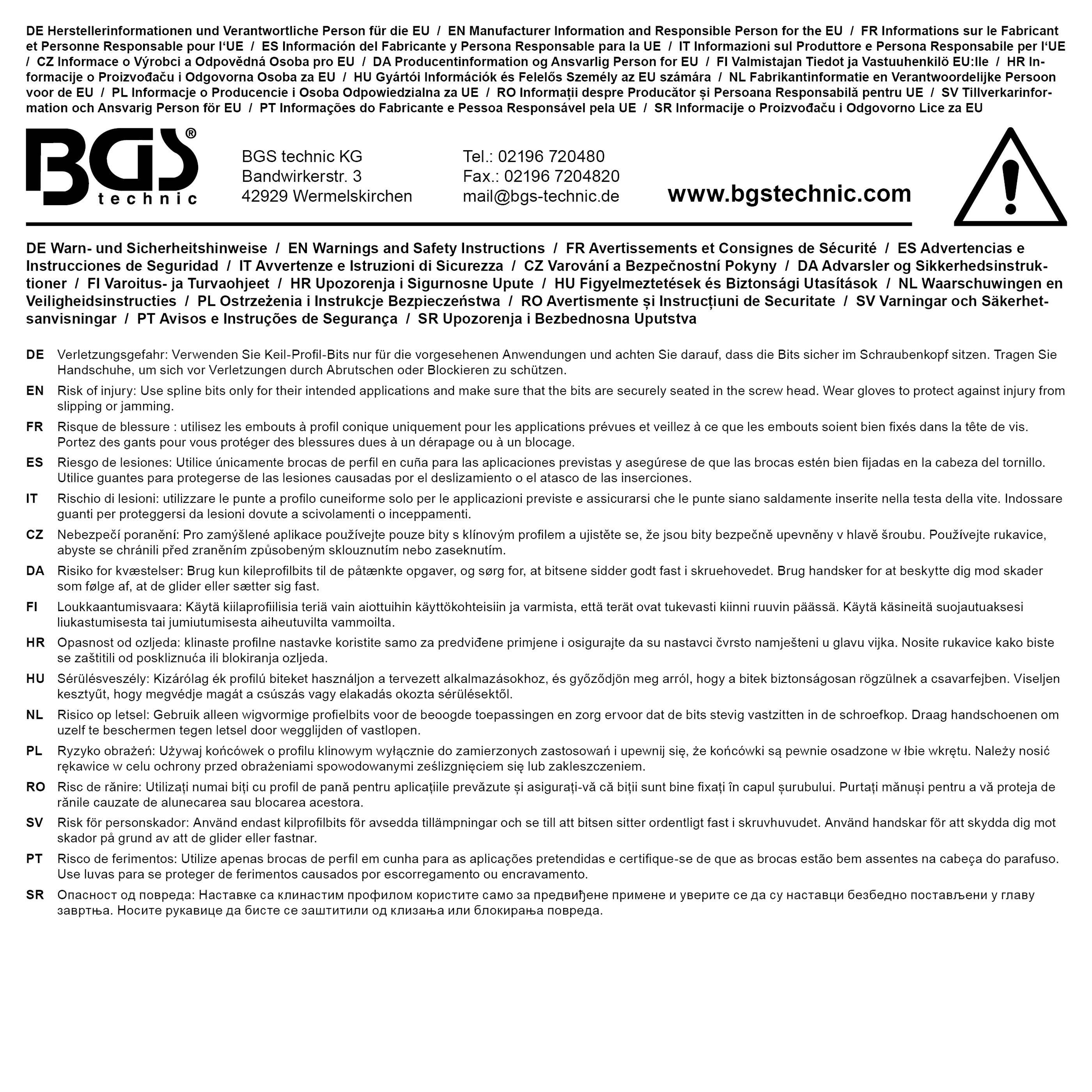 BGS technic Bit-Einsatz-Satz | Antrieb Innenvierkant 10 mm (3/8") /