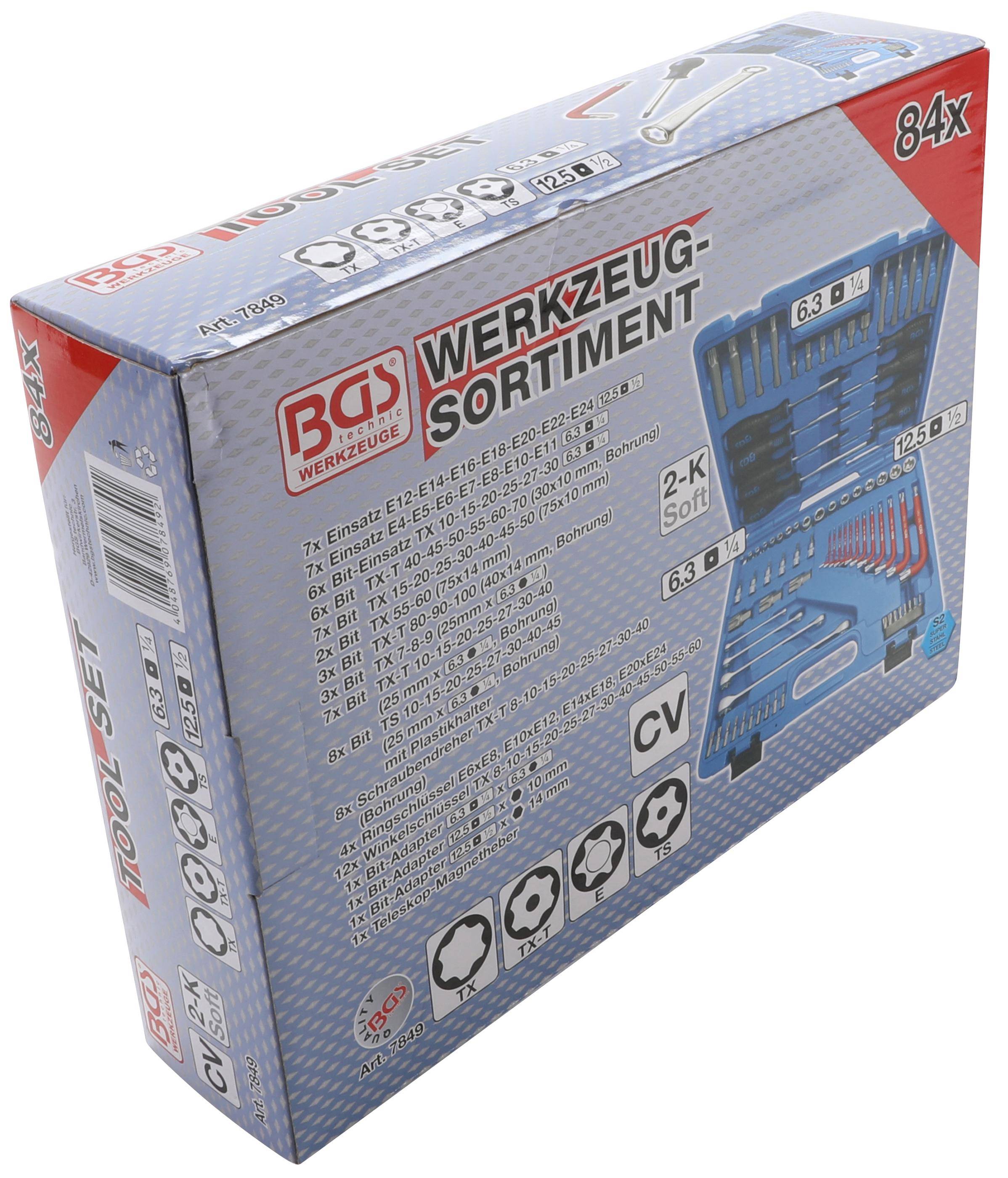 BGS Werkzeugsortiment | 6,3 mm (1/4") + 12,5 mm (1/2") | E-Profil /