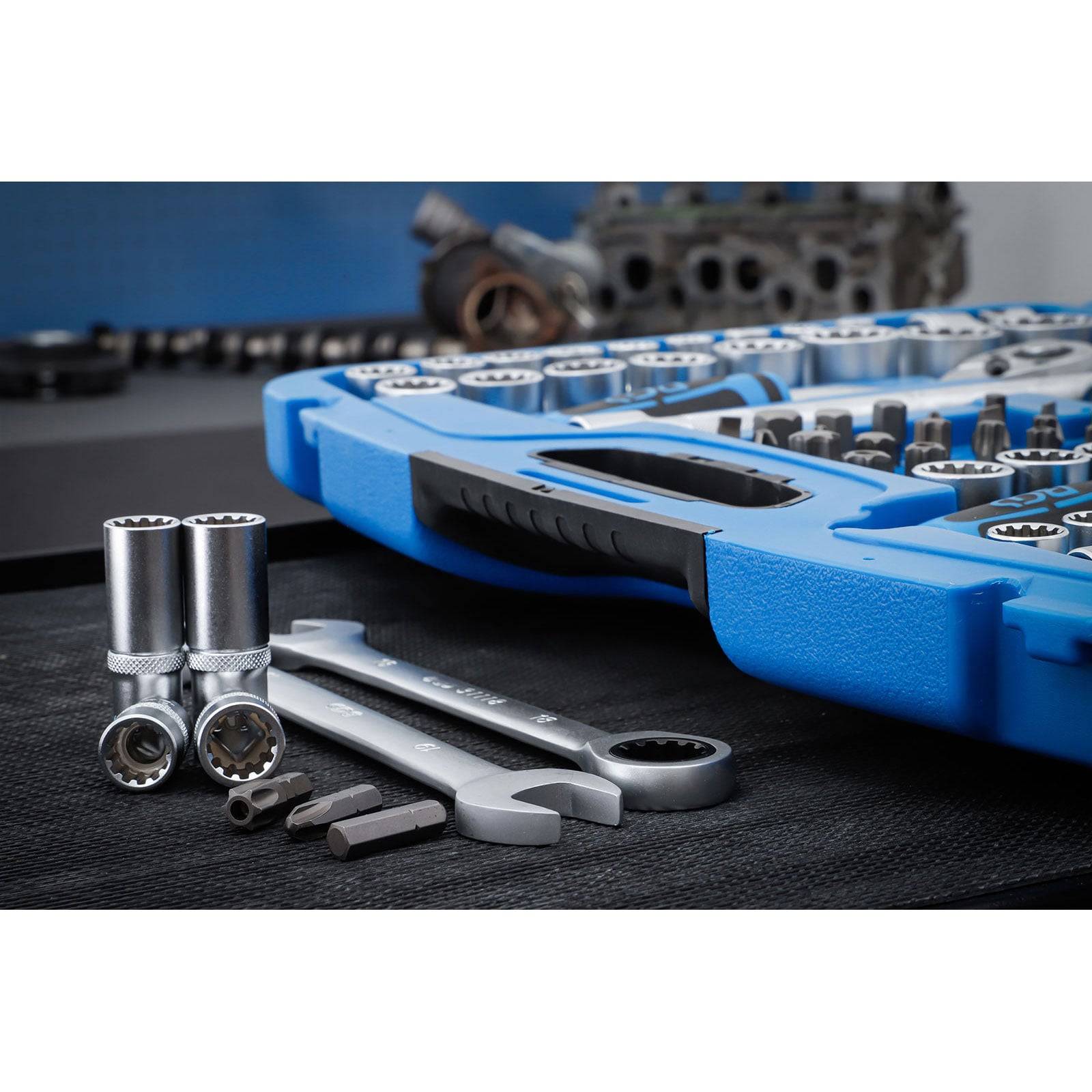 BGS Steckschlüssel-Satz "Gear Lock" Antrieb 6,3 mm (1/4") / 10 mm (3/8") / 12,5 mm (1/2") 218tlg. - 2290