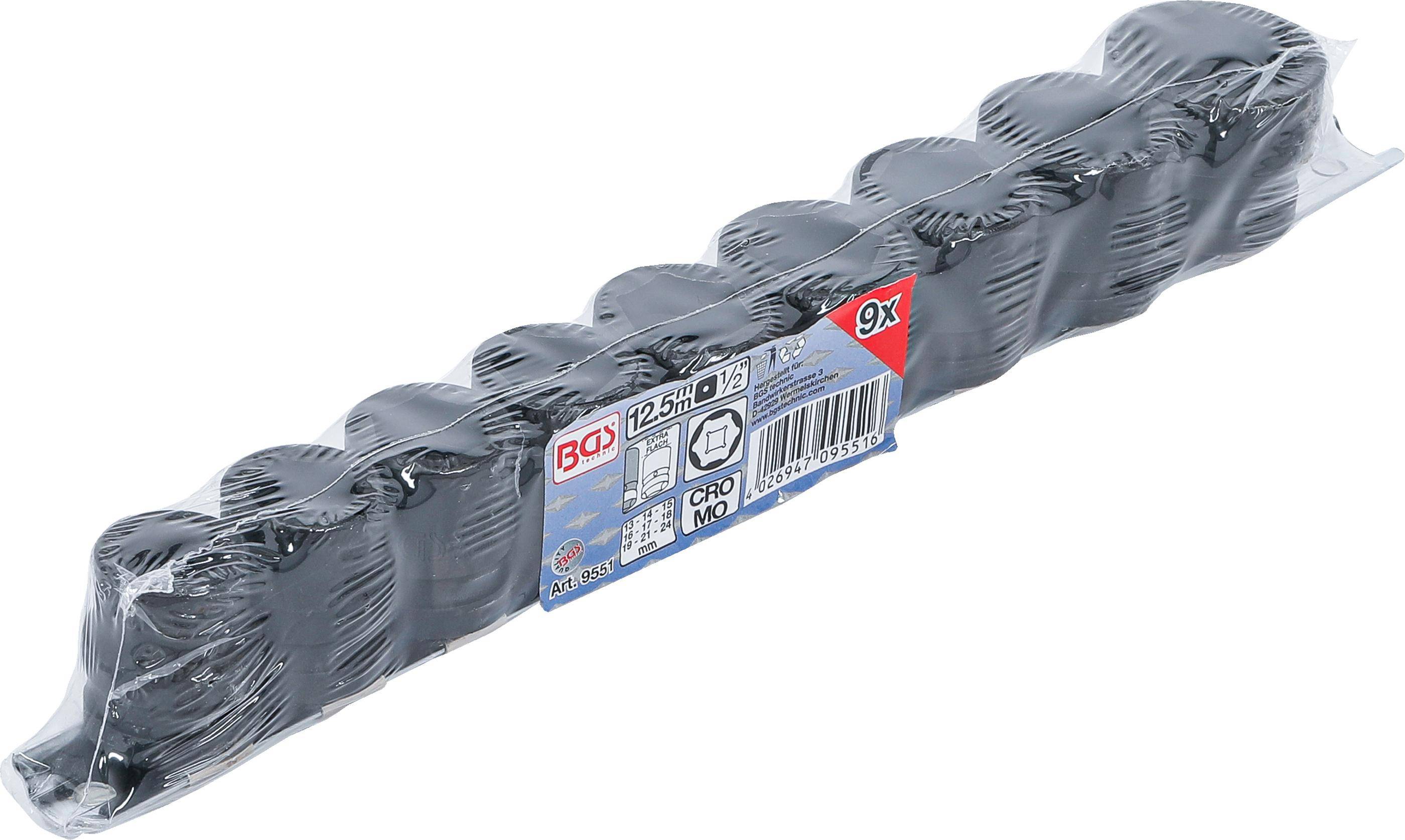 BGS Kraft-Steckschlüssel-Einsatz-Satz Sechskant, extra flach |