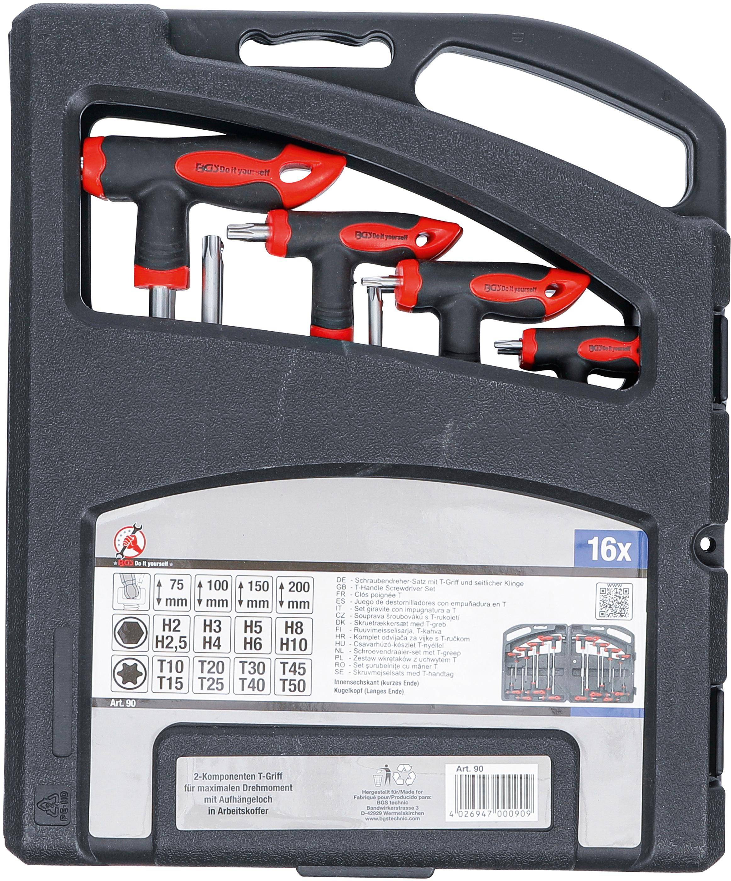BGS Do It Yourself Schraubendreher-Satz mit T-Griff und seitlicher