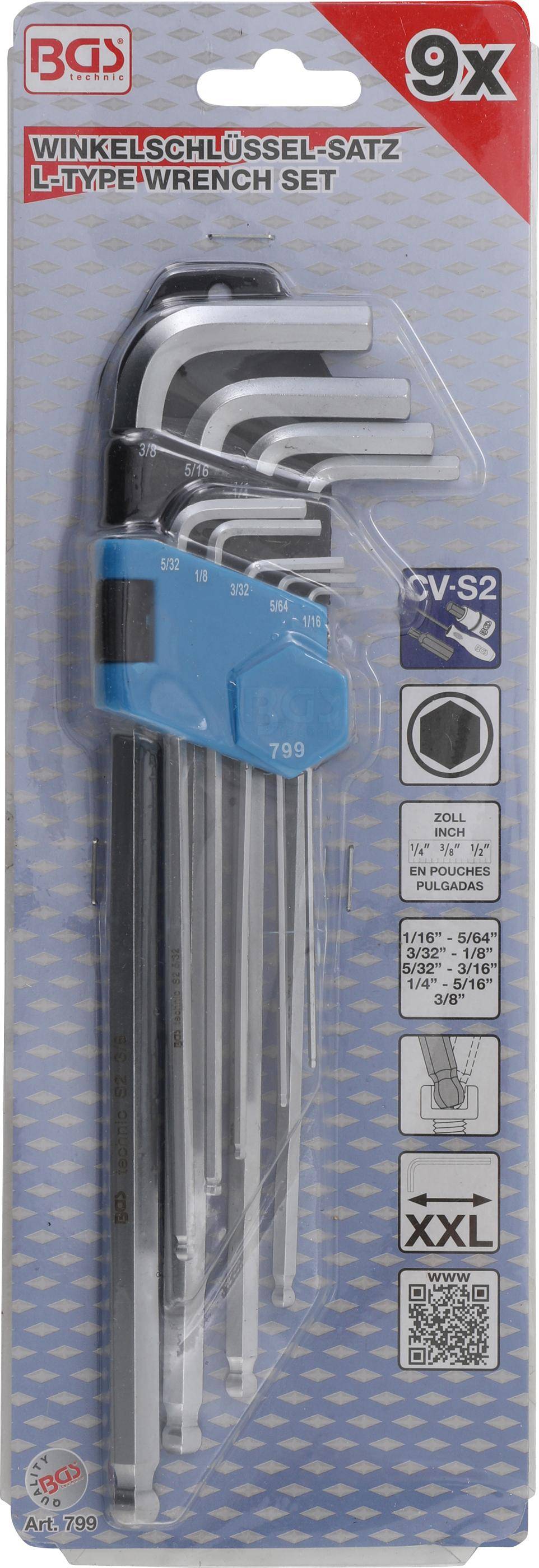 BGS Winkelschlüssel-Satz | Zollgrößen | Innensechskant /