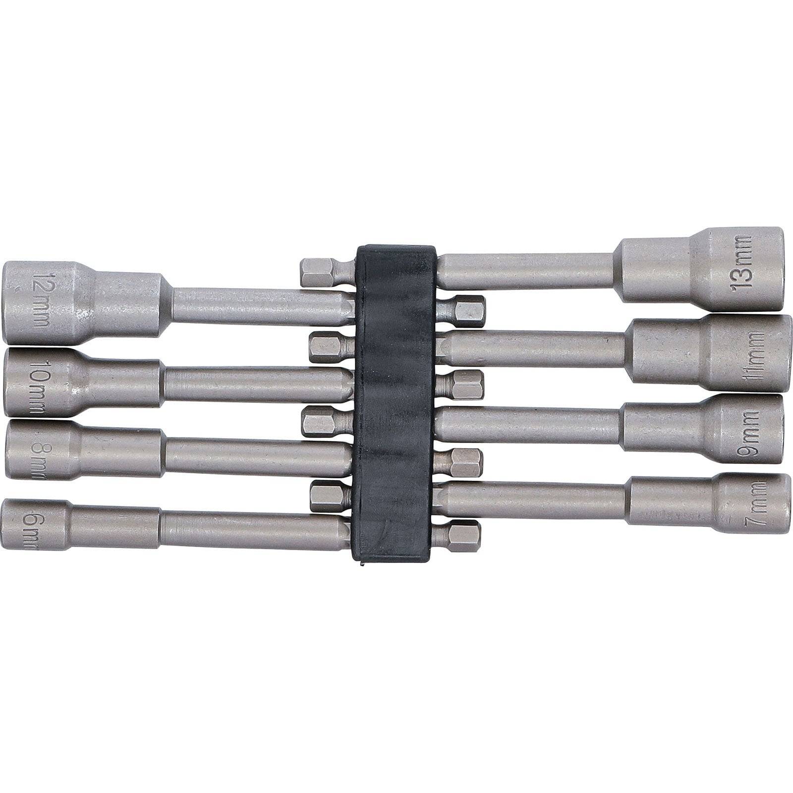 BGS Steckschlüssel-Einsatz-Satz Sechskant extra lang Antrieb Außensechskant 6,3 mm (1/4") für Bohrmaschinen SW 6 - 13 mm 8tlg. - 2759