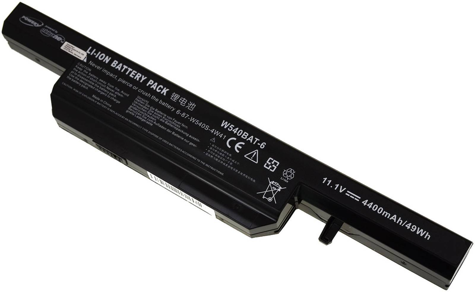 Powery Akku für Laptop Clevo Typ W540BAT-6, 11,1V, Li-Ion