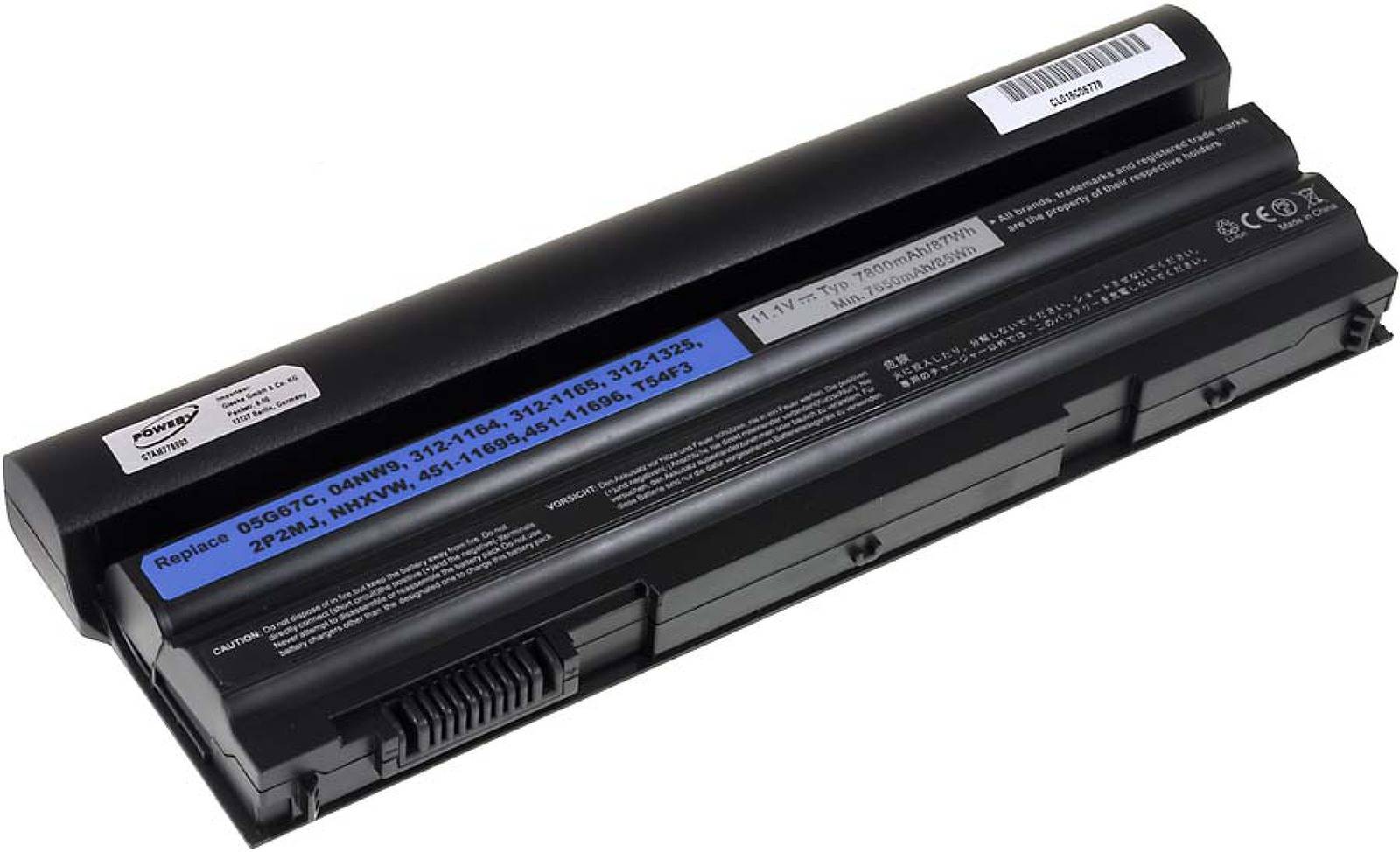 Powery Akku für Dell Latitude E6420/ Typ T54FJ 7800mAh, 11,1V, Li-Ion