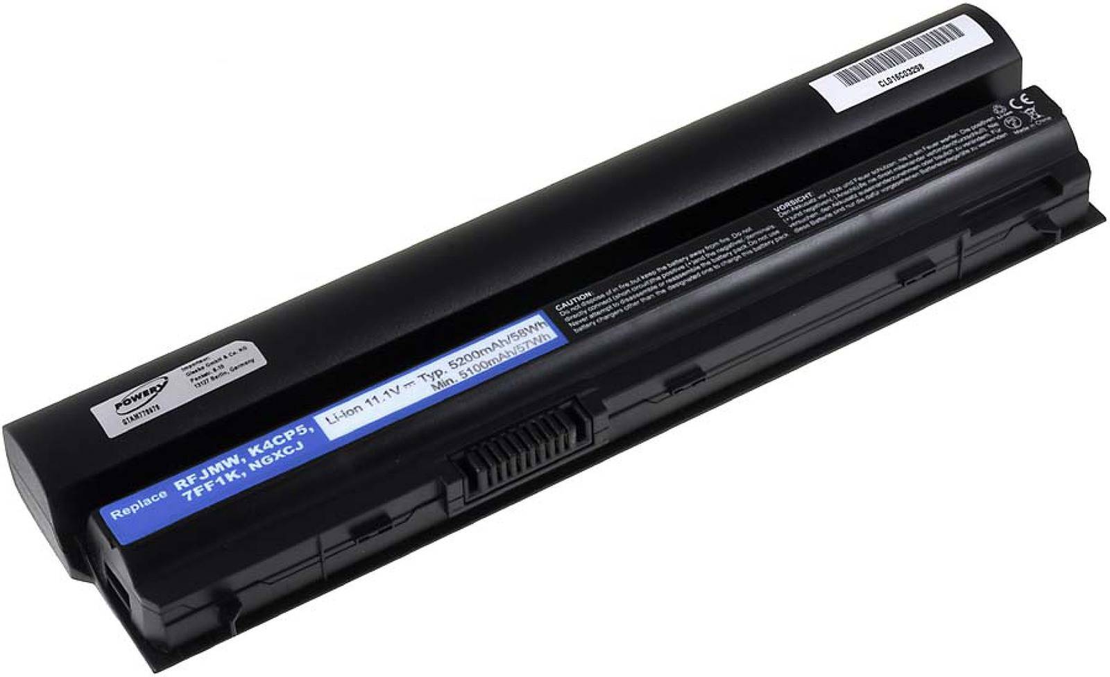 Powery Akku für Dell Typ RFJMW 5200mAh, 11,1V, Li-Ion