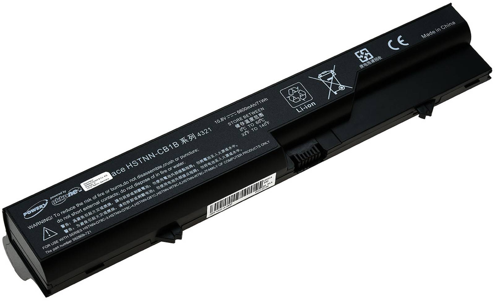 Powery Powerakku für HP 420 / ProBook 4320s - 4520s / Typ HSTNN-LB1B, 11,1V, Li-Ion