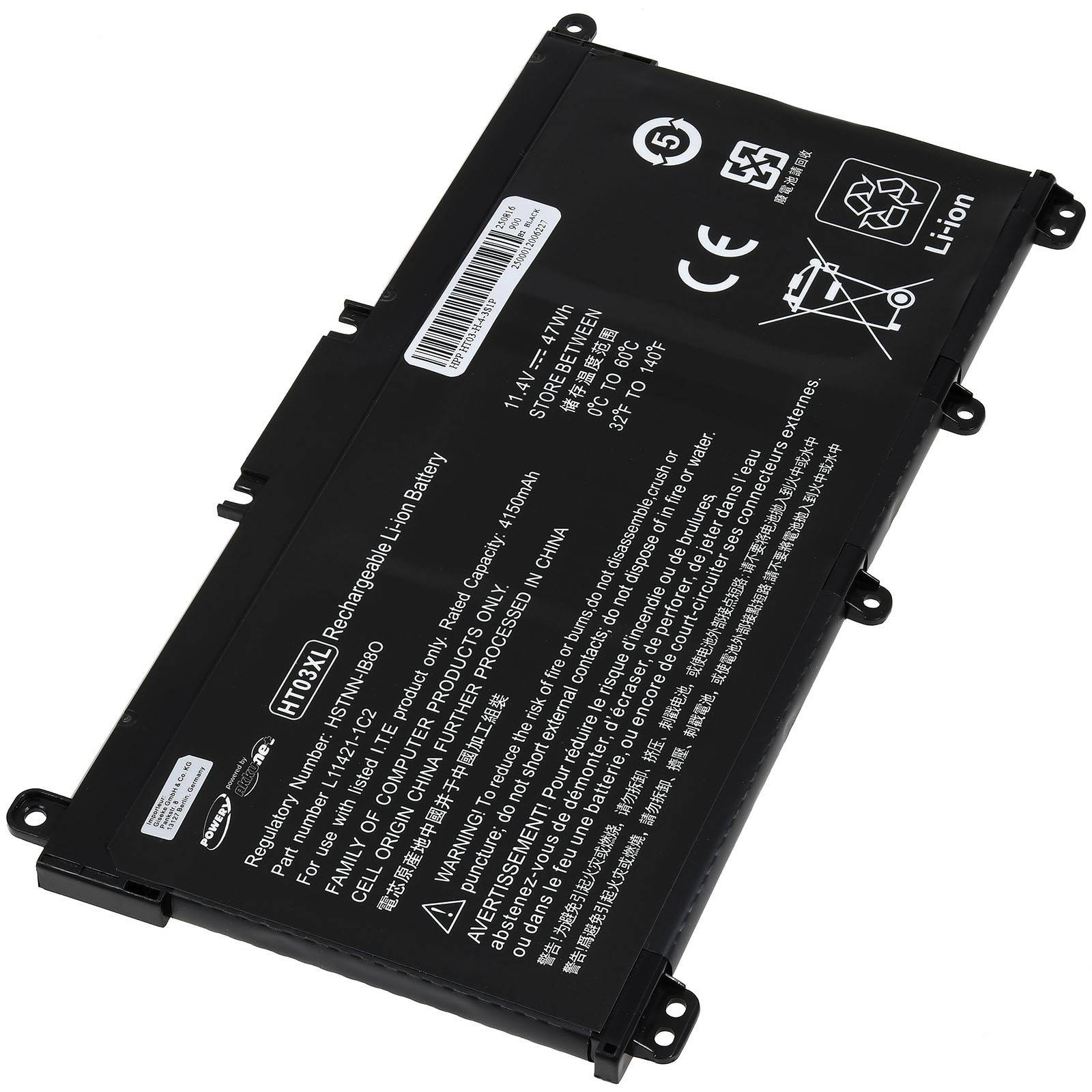 Powery Akku passend für Laptop HP 255 G7 / 250 G7 / Typ HT03XL u.a., 11,4V, Li-Ion