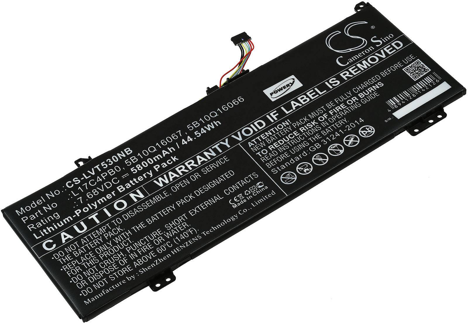 Powery Akku kompatibel mit Lenovo Typ 5B10P53995, 7,67V, Li-Ion