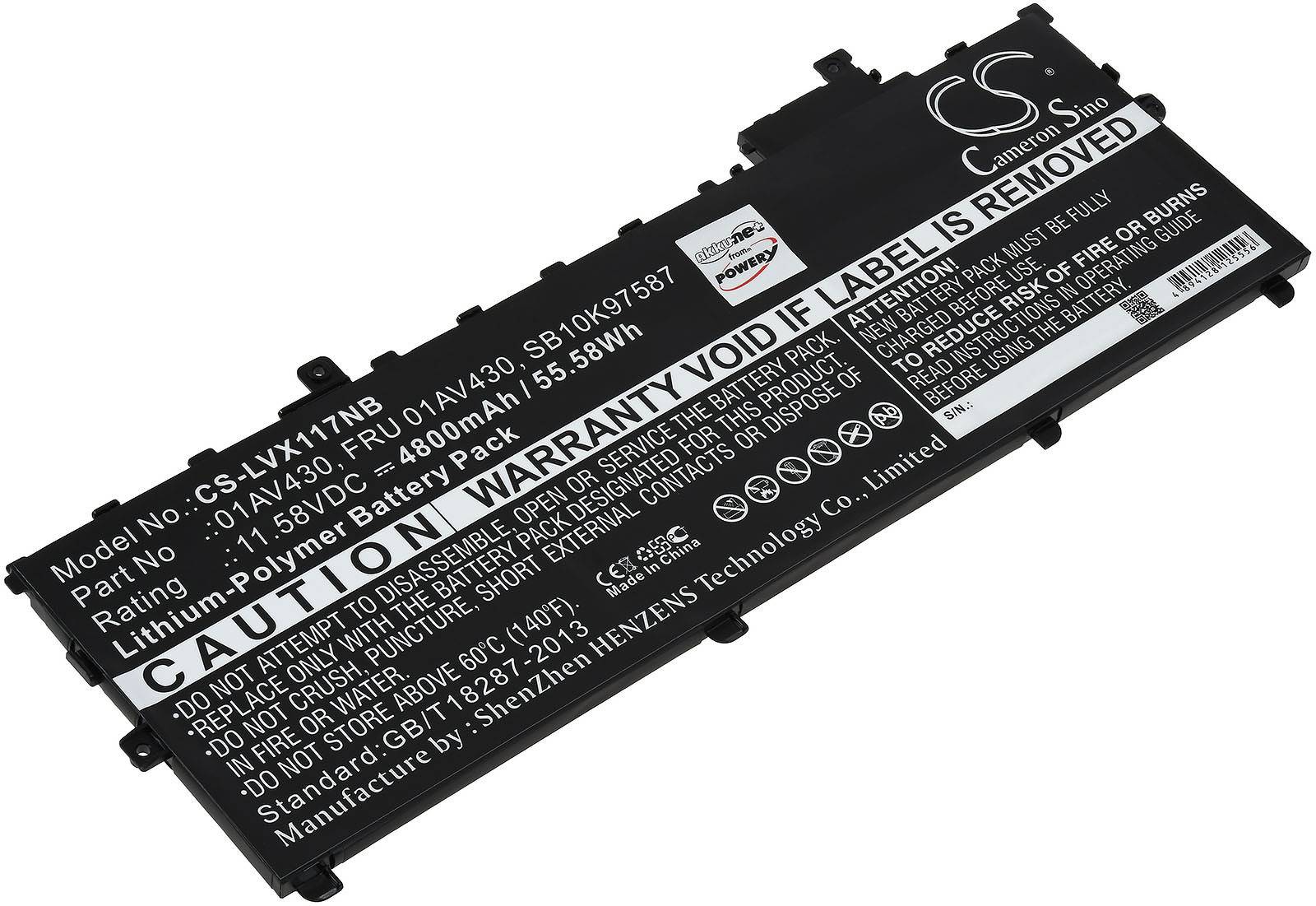 Powery Akku kompatibel mit Lenovo Typ 01AV431, 11,58V, Li-Polymer