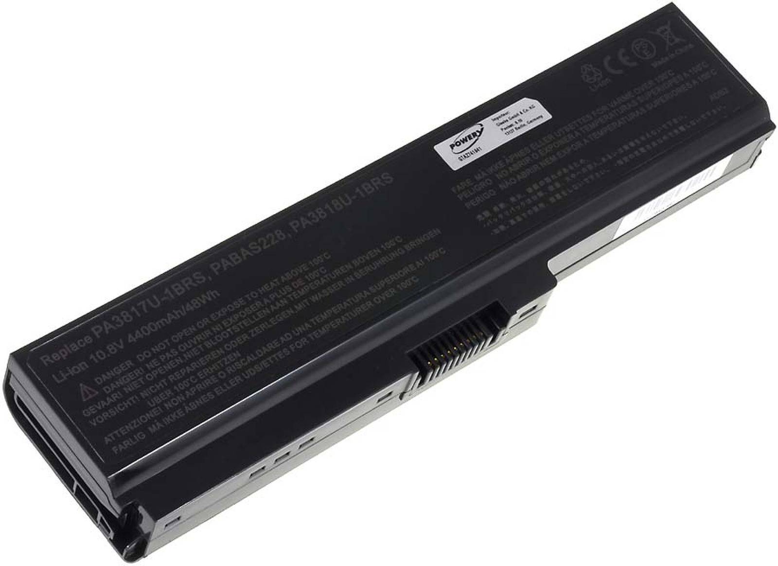 Powery Akku für Toshiba Satellite L750 Serie / Typ PA3817U-1BRS Standardakku, 10,8V, Li-Ion