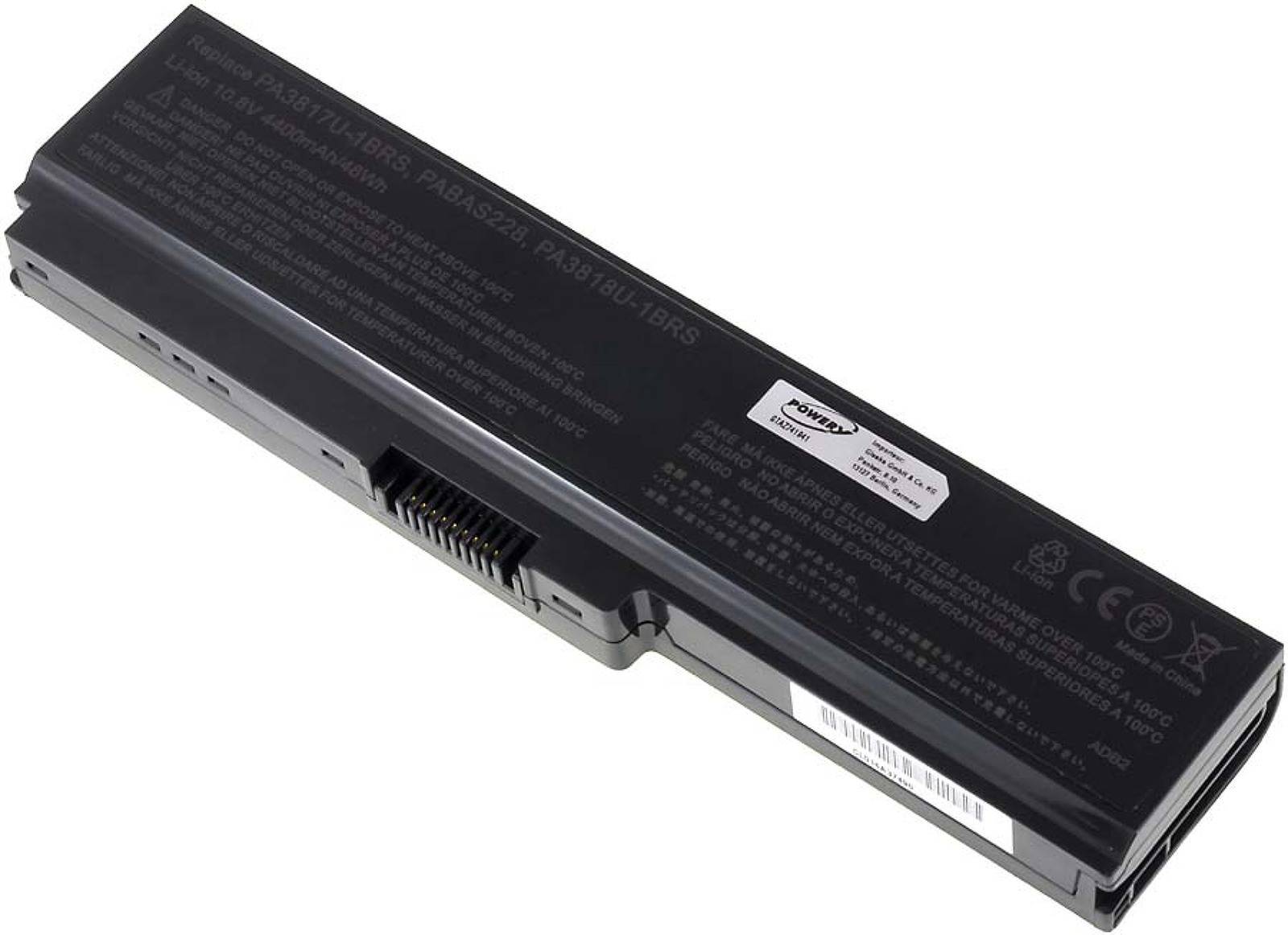Powery Akku für Toshiba Satellite L750 Serie / Typ PA3817U-1BRS Standardakku, 10,8V, Li-Ion