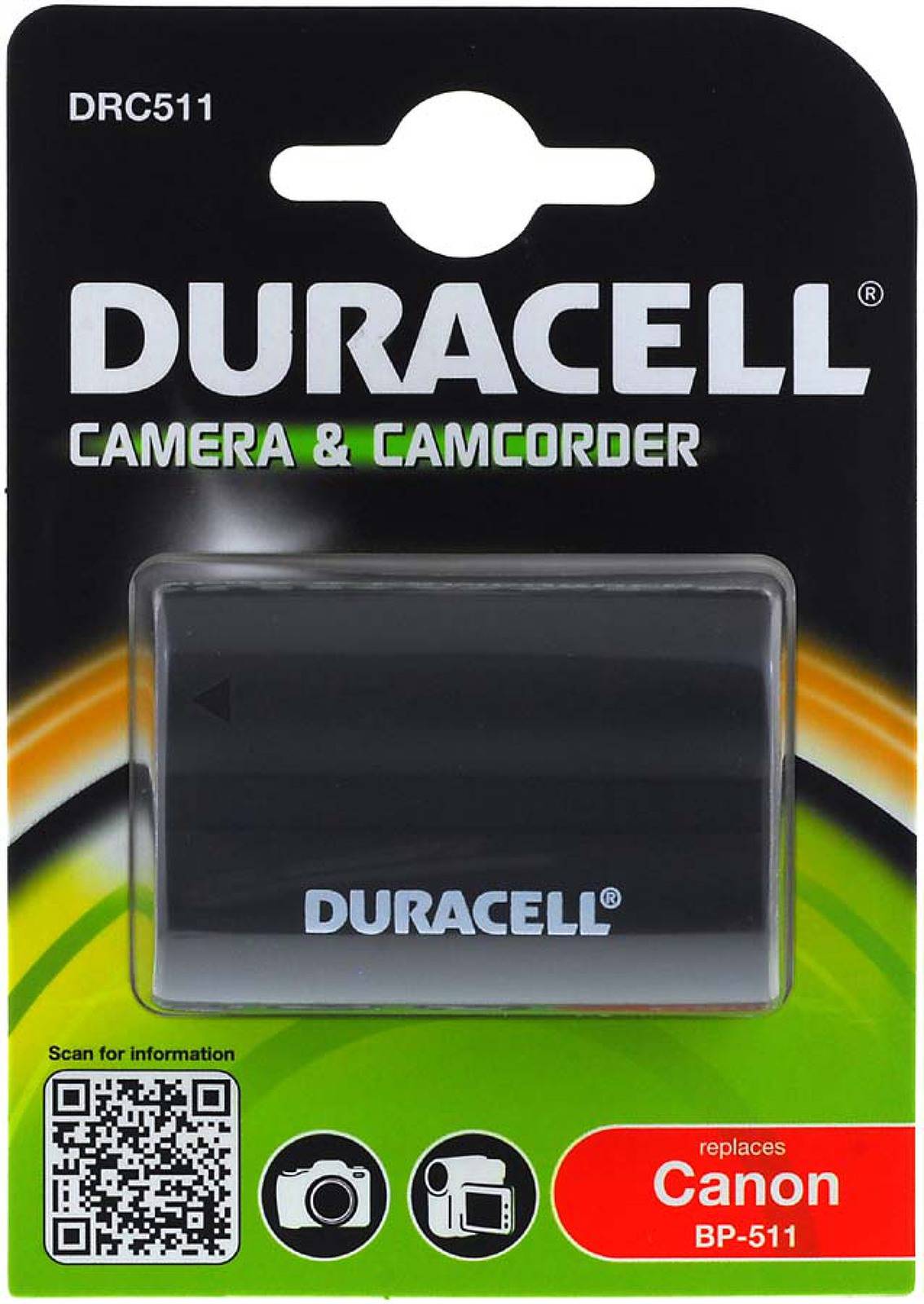Duracell Akku für Canon Videokamera EOS 20D, 7,4V, Li-Ion