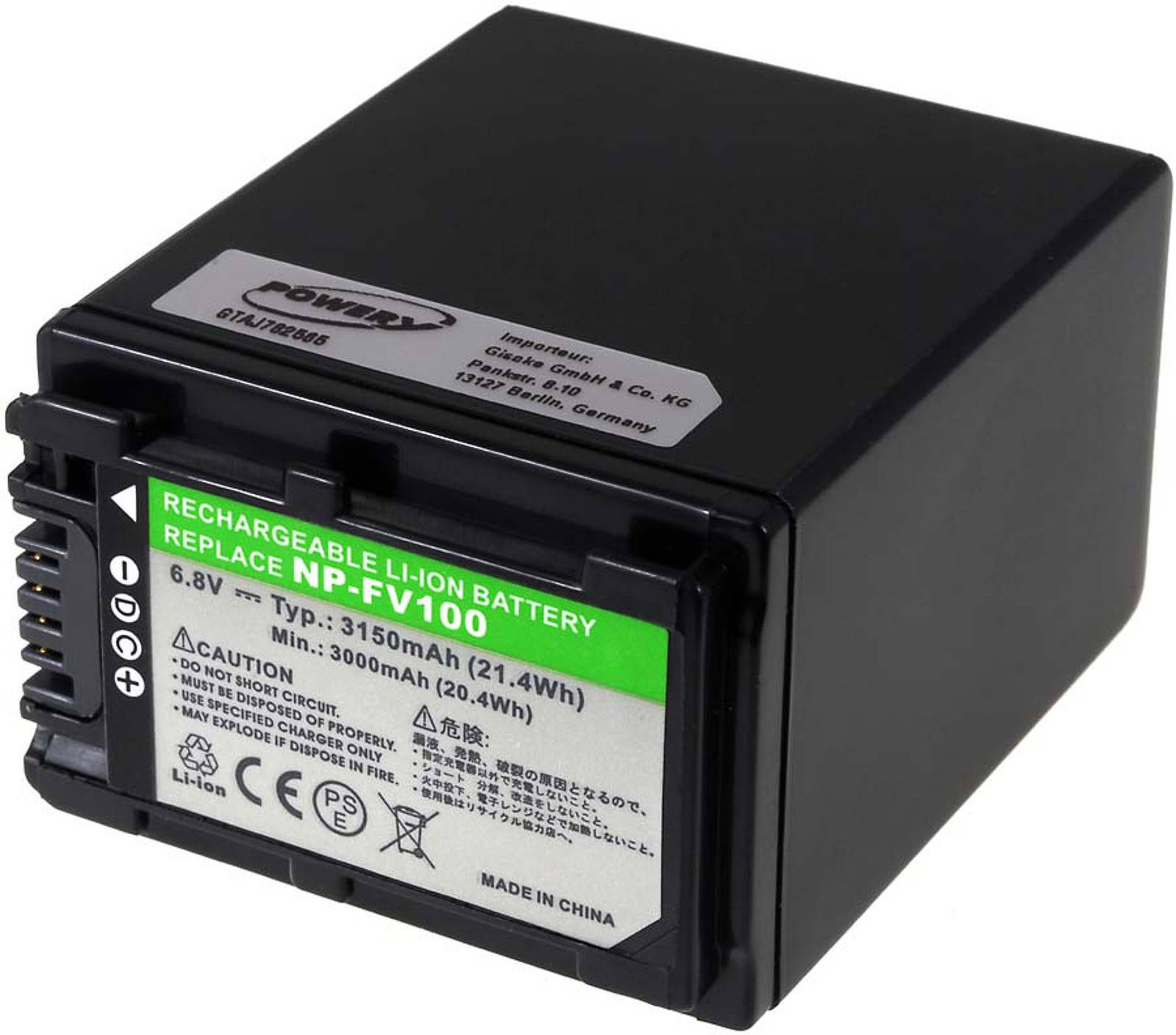 Powery Akku für Sony Typ NP-FV100A, 7,4V, Li-Ion
