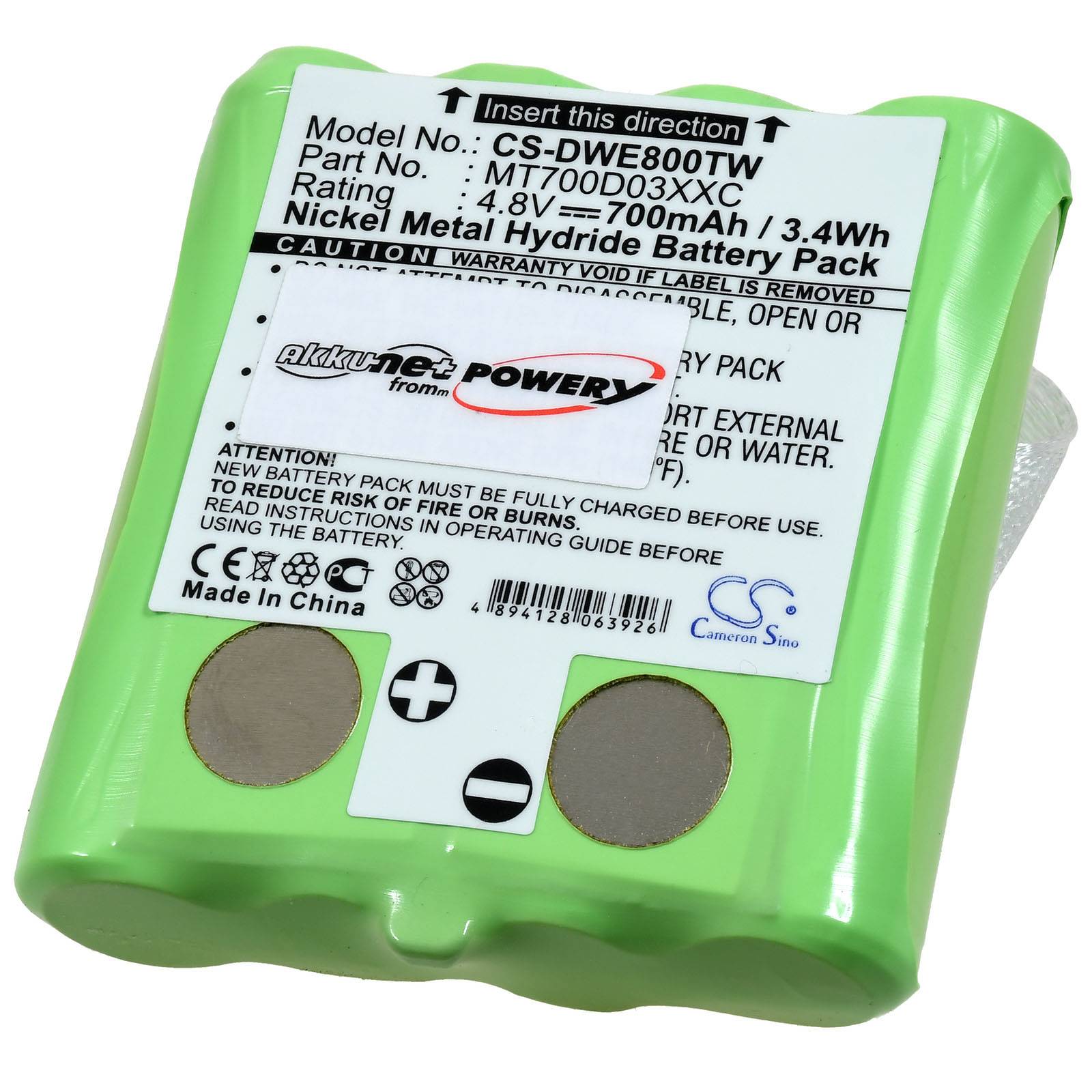 Powery Akku für Funkgerät Detewe Outdoor PMR 8000, 4,8V, NiMH