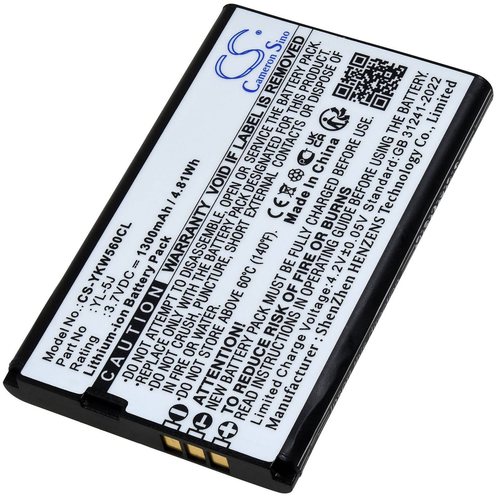 Powery Akku für Schnurlostelefon Yealink Typ YL-5J, 3,7V, Li-Ion