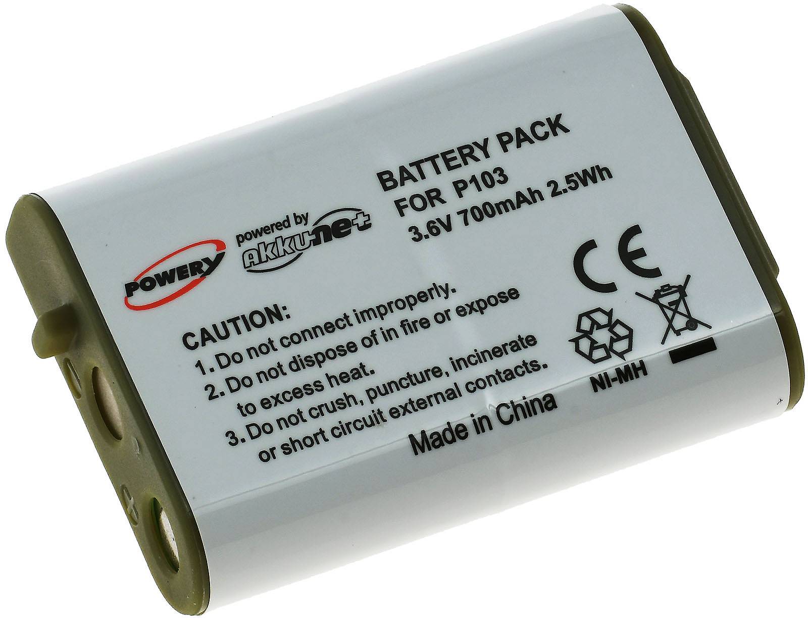 Powery Akku für Panasonic KX-TCA158/ XX-TGA230/Typ HHR-P103, 3,6V, NiMH