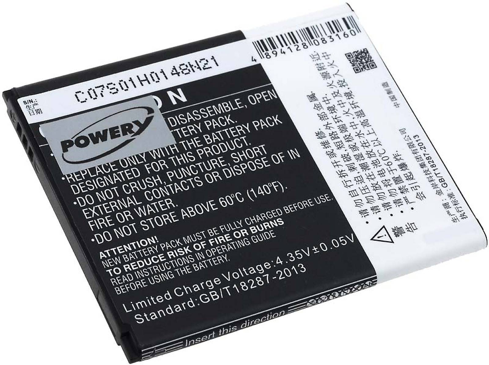 Powery Akku für Hisense U958, 3,8V, Li-Ion