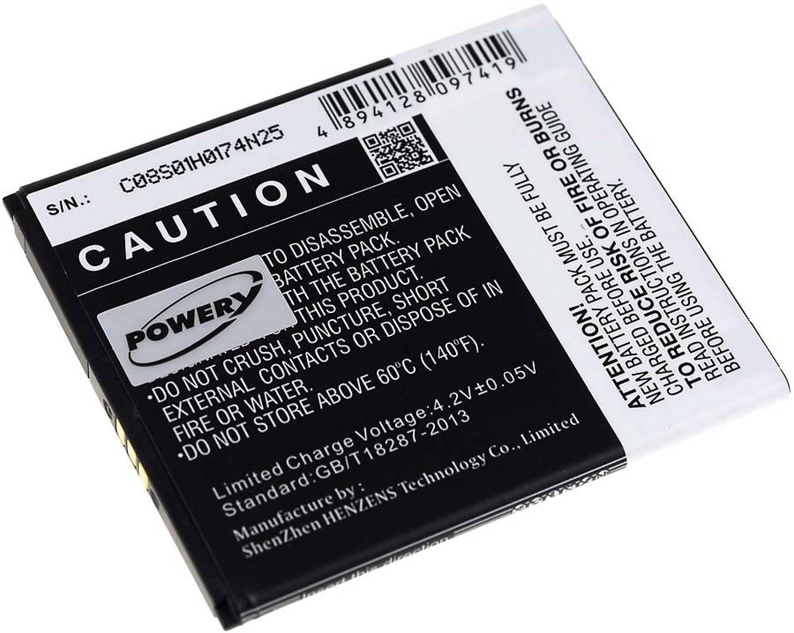 Powery Akku für Wiko Rainbow 4G / WAX / Typ L5503AE, 3,7V, Li-Ion