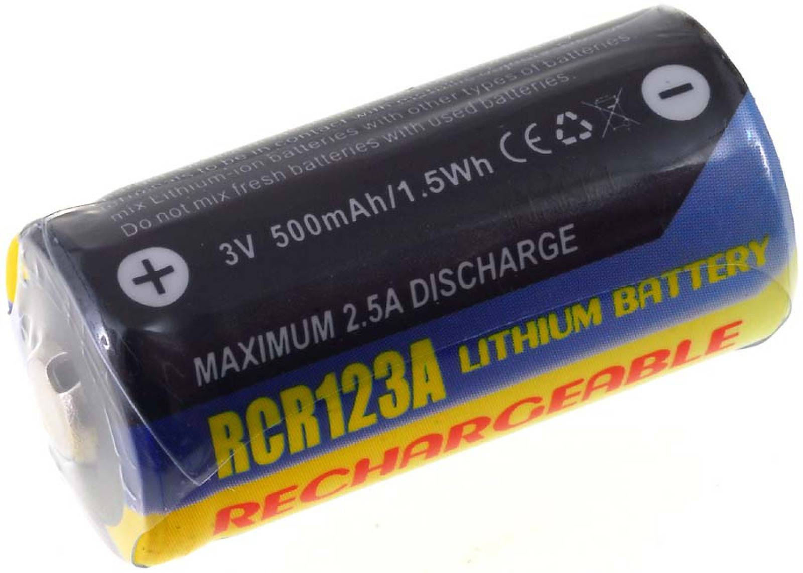 Powery Akku für CR123A 500mAh, 3,0V, Li-Fe