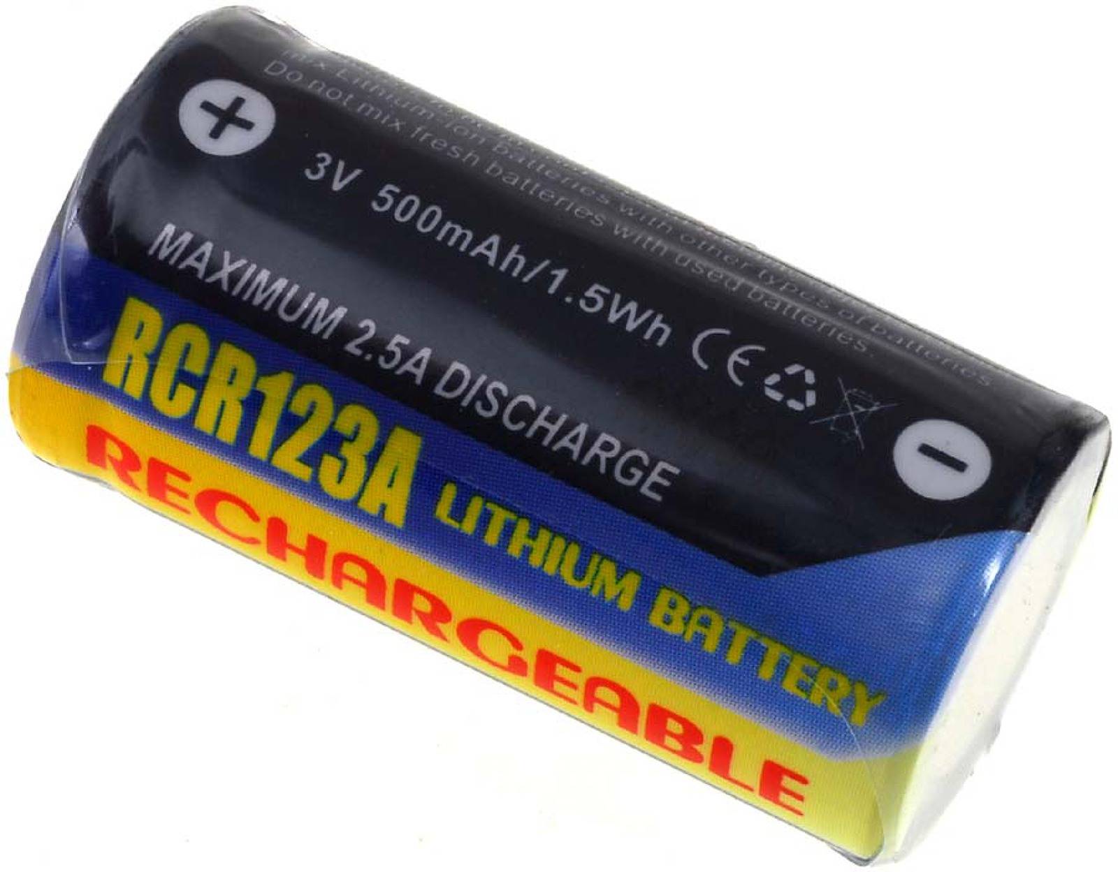 Powery Akku für CR123A 500mAh, 3,0V, Li-Fe