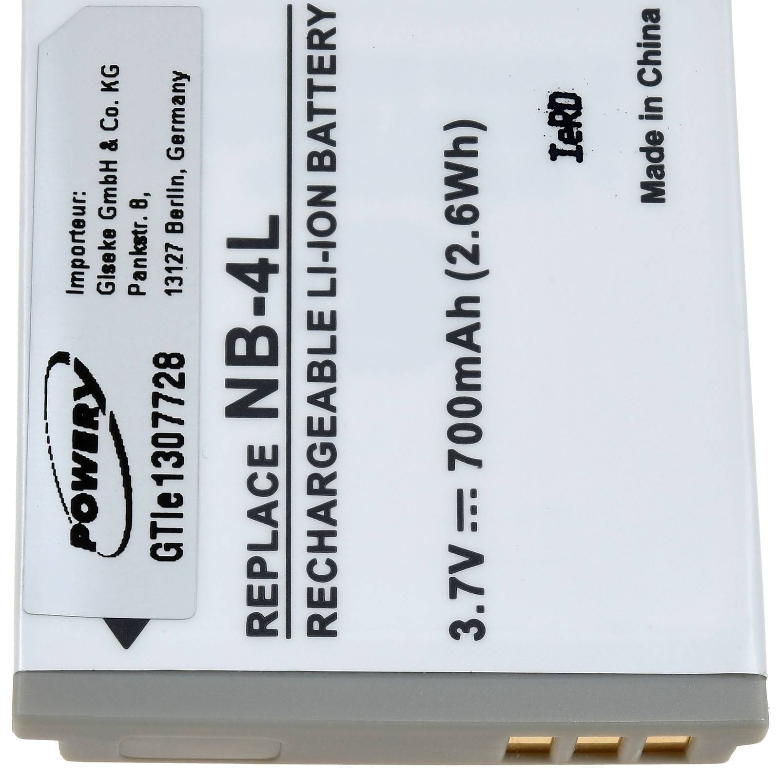 Powery Akku für Canon PowerShot TX1, 3,7V, Li-Ion