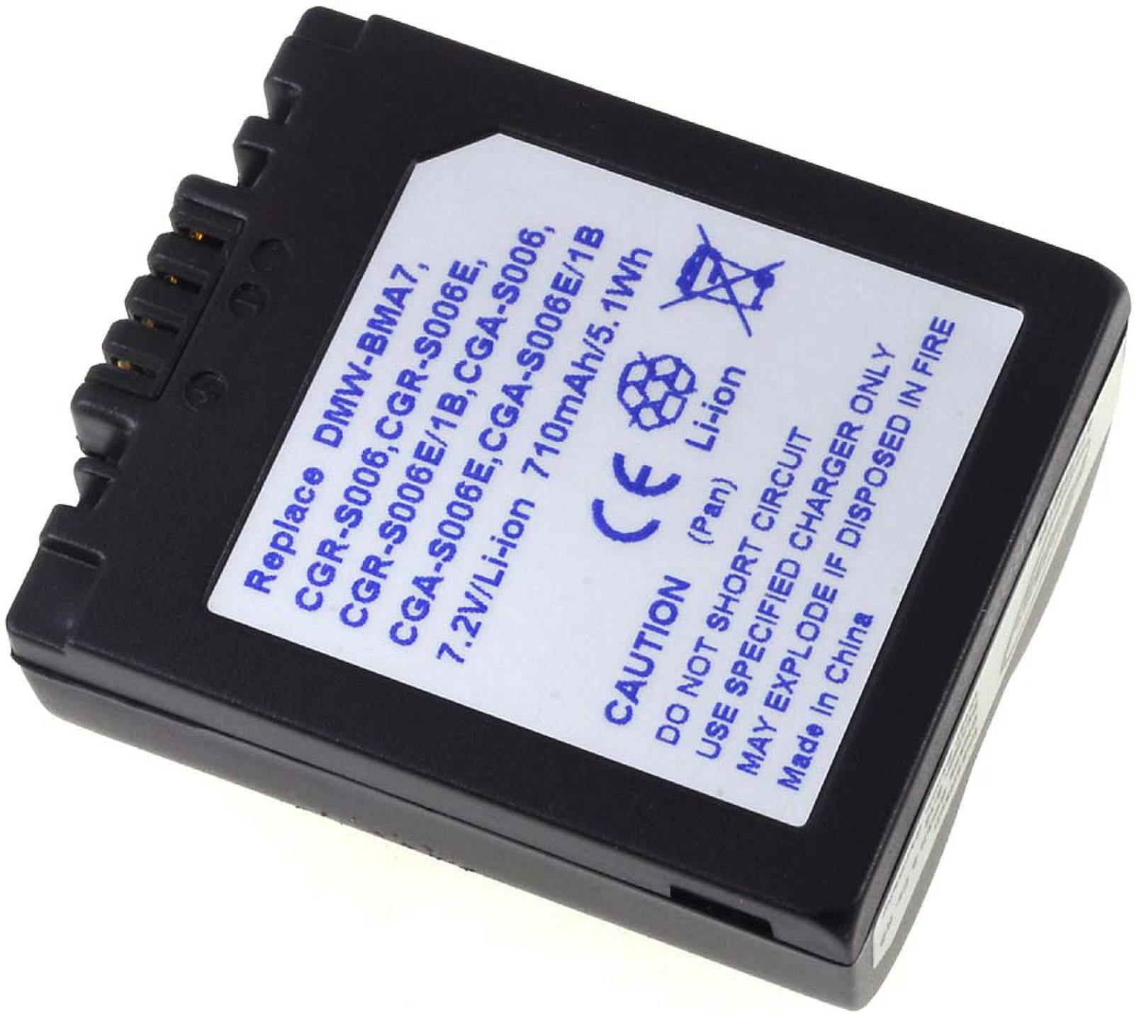 Powery Akku für Panasonic Typ CGR-S006, 7,2V, Li-Ion