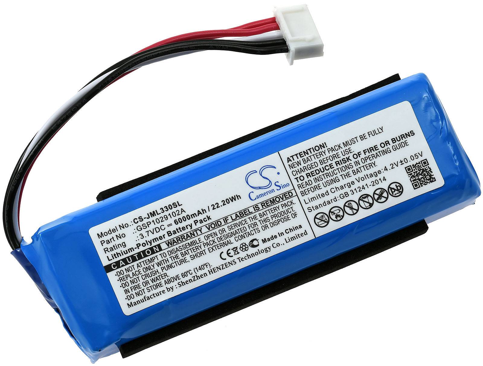 Powery Akku passend für Lautsprecher JBL Charge 3 / Typ GSP1029102A (Polung beachten ! Siehe Bild), 3,7V, Li-Polymer