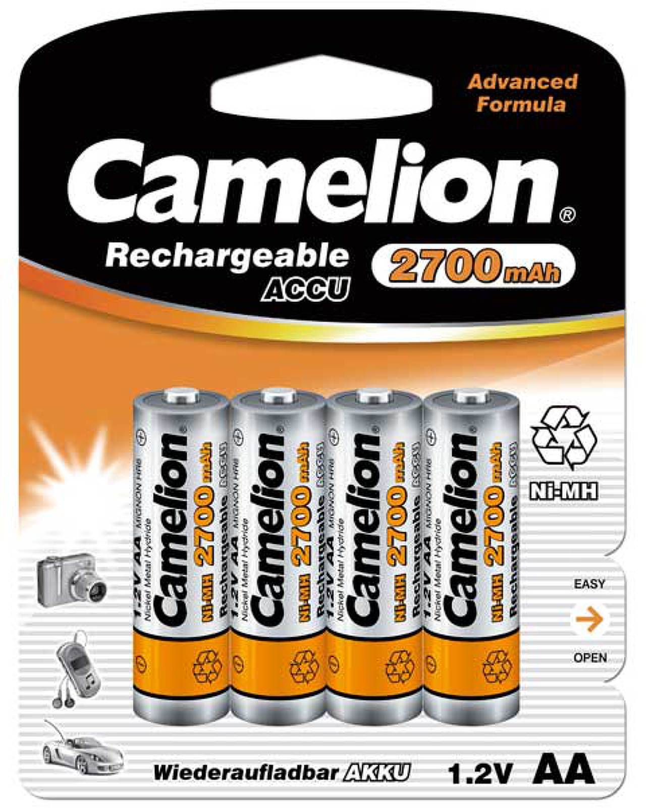Camelion Mignonakku AA 2700mAh NiMH 4er Packung, 4x1,2V, NiMH
