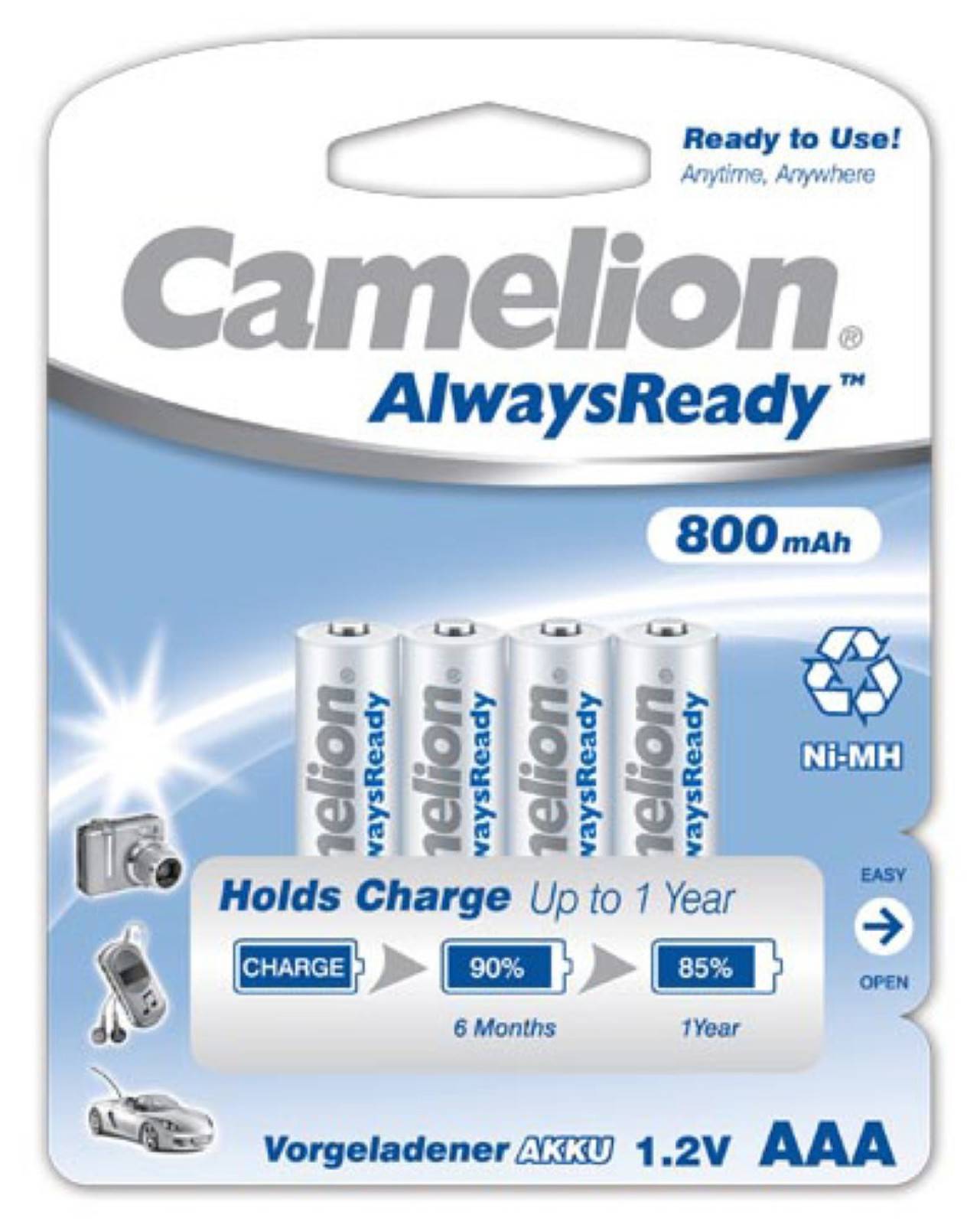 Camelion HR03 Micro AAA AlwaysReady, Ni-MH Akku 4er Blister 800mAh, 1,2V, NiMH