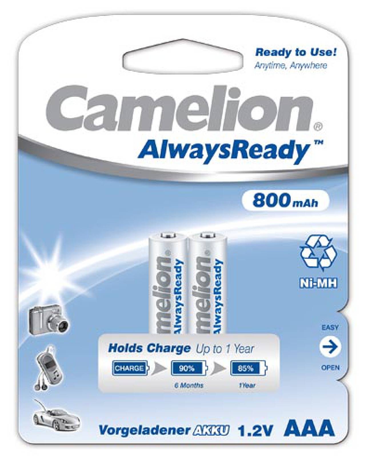 Camelion HR03 Micro AAA AlwaysReady 2er Blister 800mAh, 1,2V, NiMH