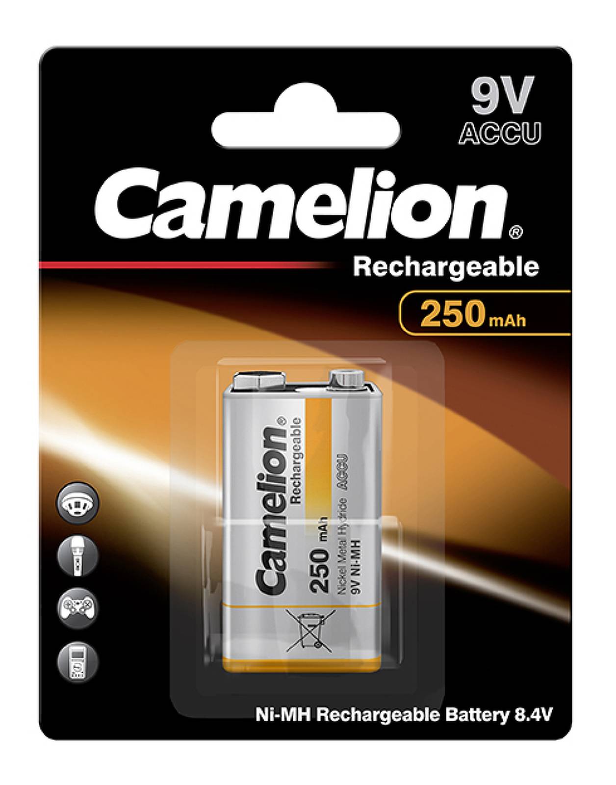 Camelion 9V-Block HR6F22 250mAh 1er Blister, 8,4V & 9V, NiMH