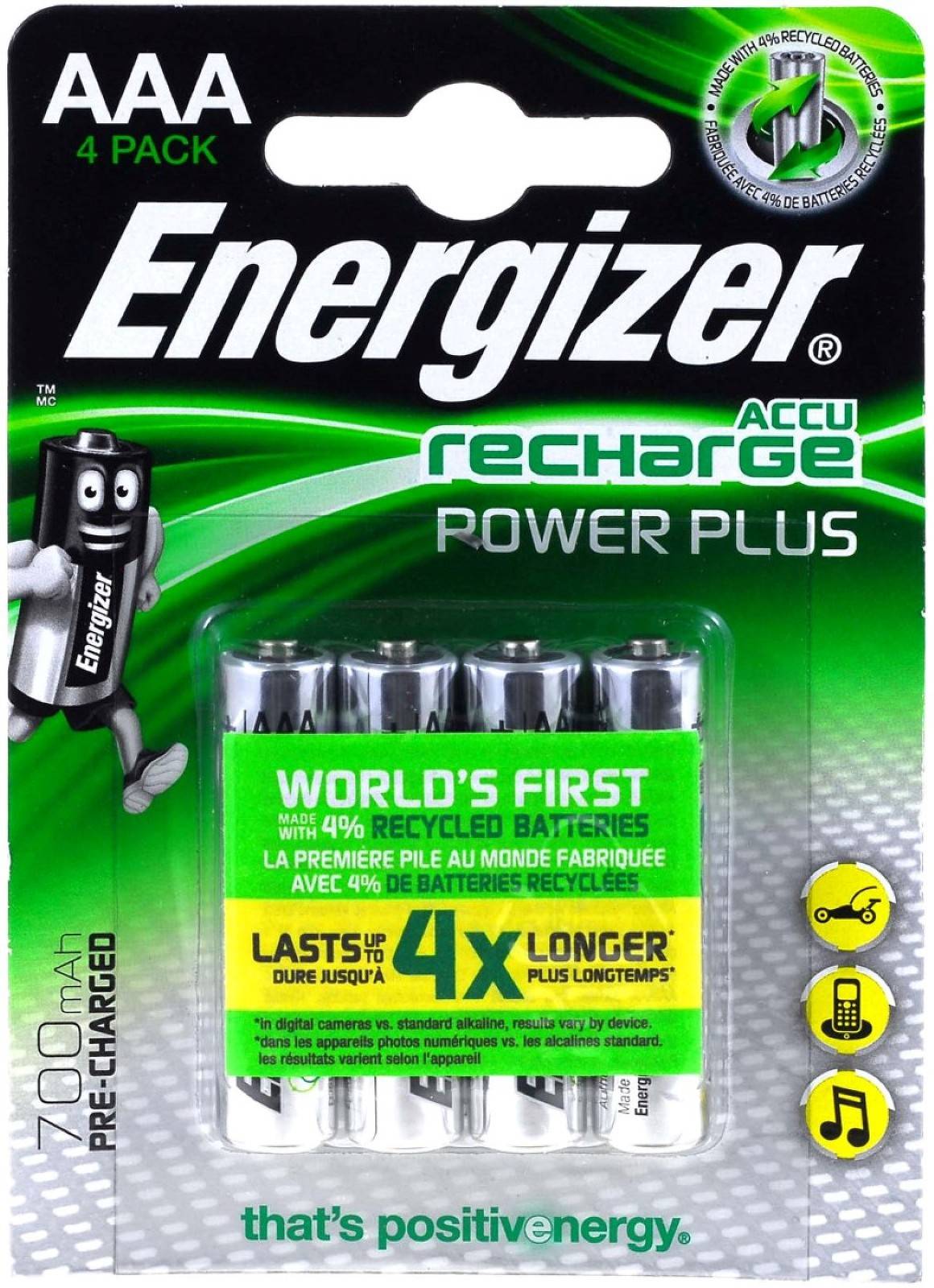Energizer PowerPlus Micro AAA Akku / HR03 700mAh 4er Blister, 1,2V, NiMH
