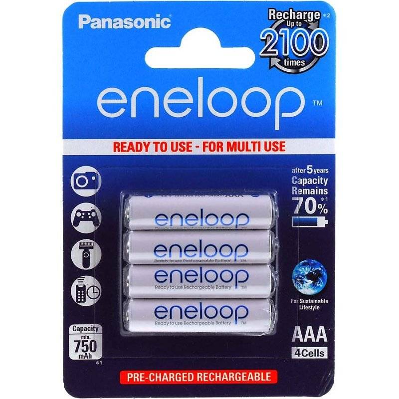 Panasonic eneloop BK-4MCCE/4BE 800mAh NiMH 4er Pack, 4x 1,2V, NiMH