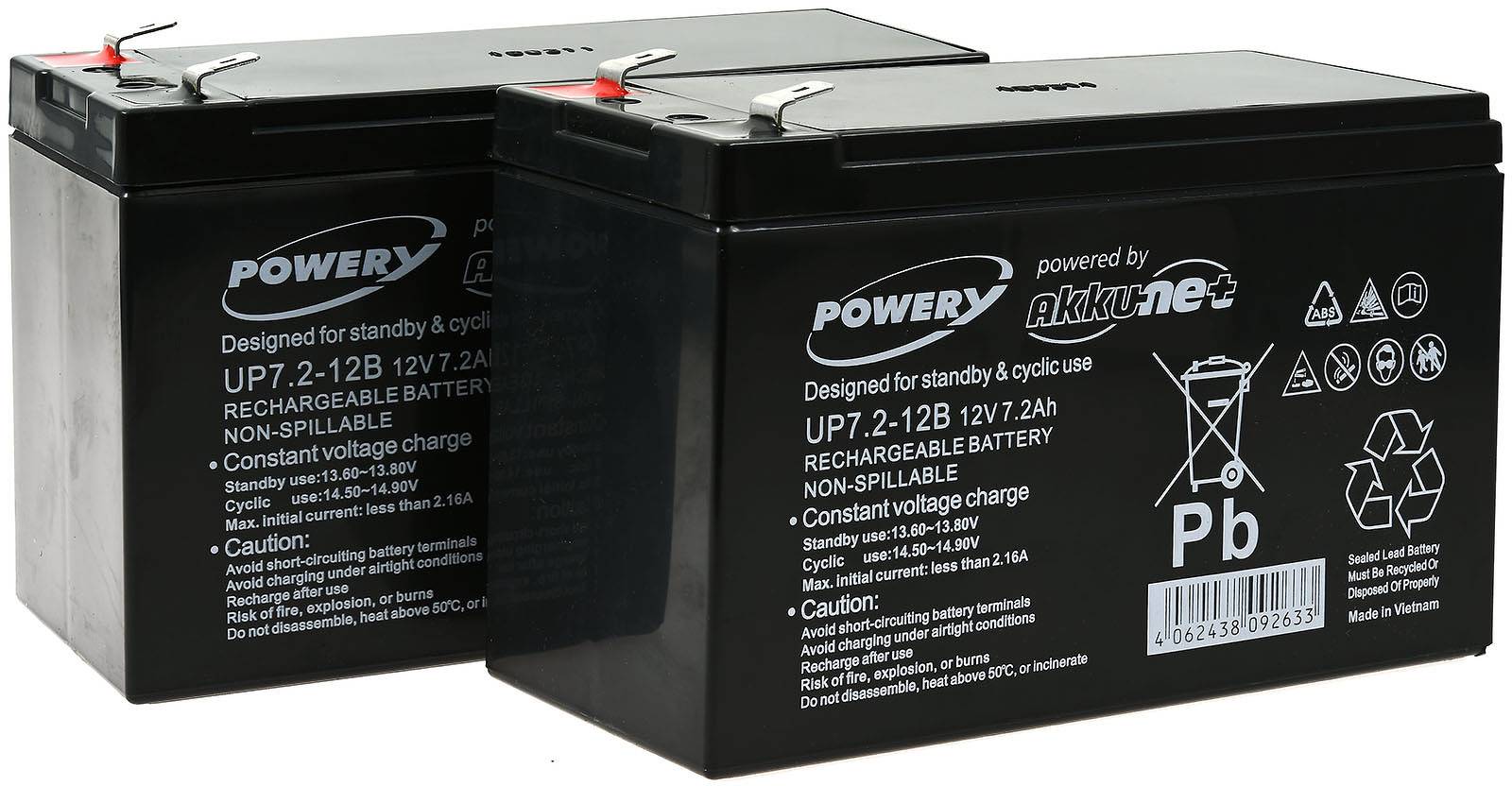 Powery Powery Blei-Gel-Akku für USV APC RBC124, 12V, Lead-Acid