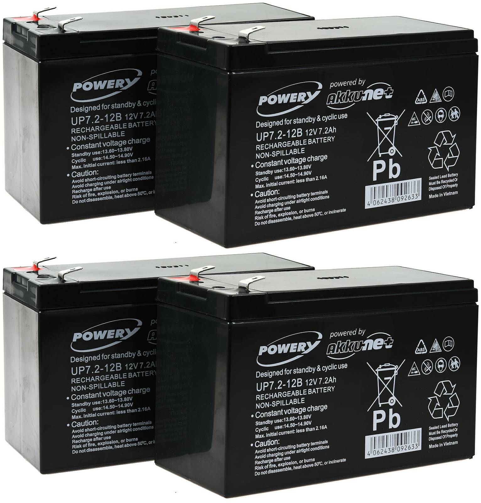 Powery Powery Blei-Gel-Akku für USV APC RBC 24, 12V, Lead-Acid