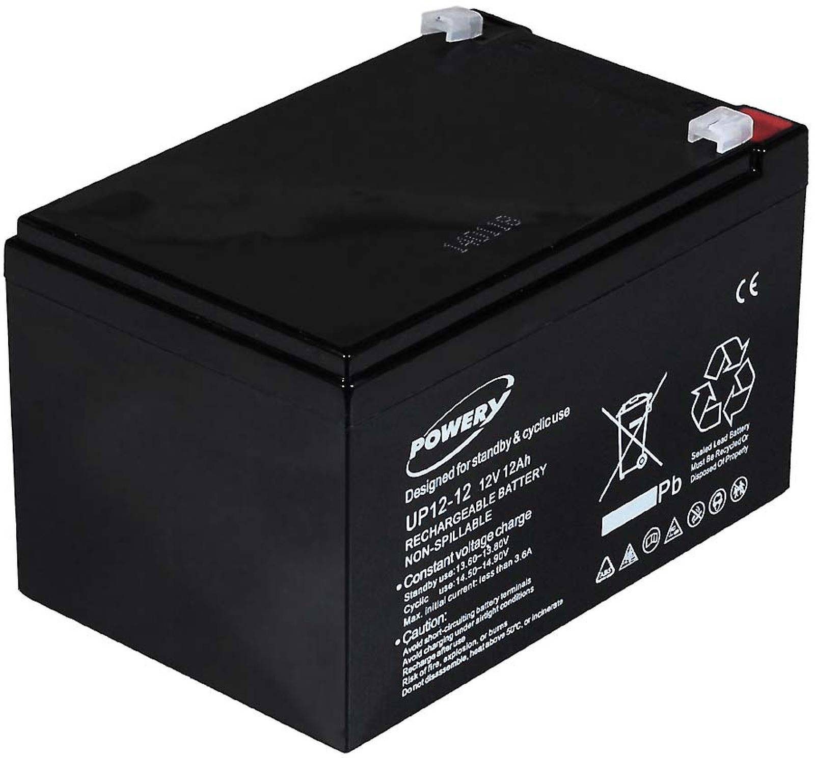 Powery Blei-Gel Akku 12Ah 12V, 12V, Lead-Acid