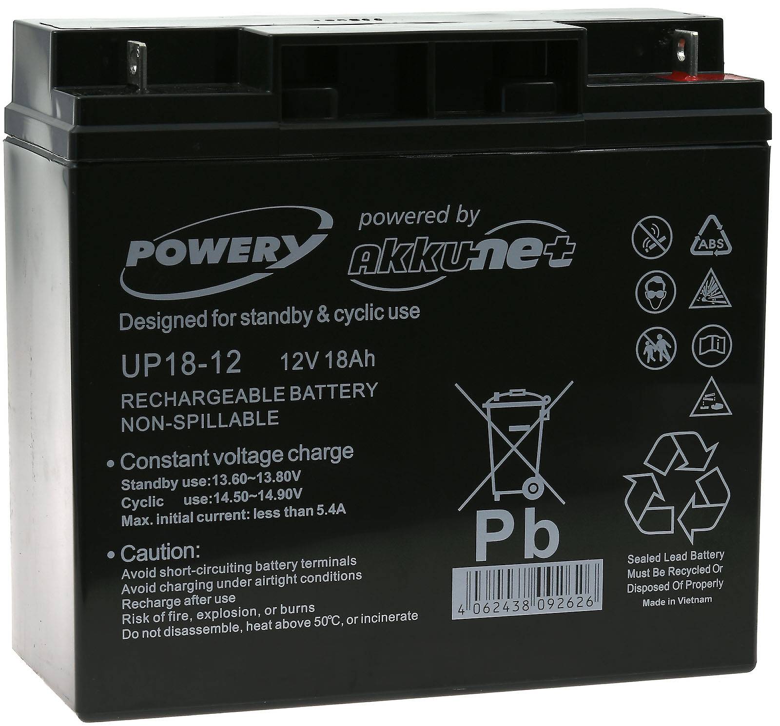 Powery Powery Blei-Gel-Akku für USV APC Smart-UPS 1500, 12V, Lead-Acid