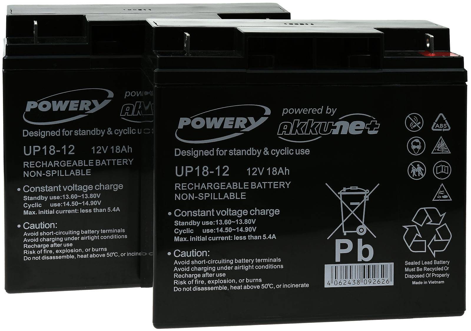 Powery Powery Blei-Gel-Akku für USV APC Smart-UPS 1500, 12V, Lead-Acid