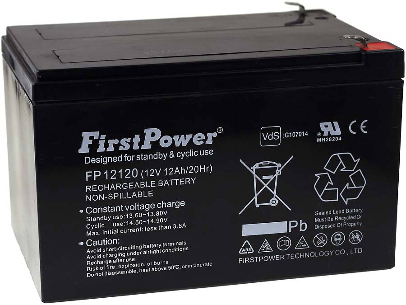 Powery FirstPower Blei-Gel Akku für APC Smart-UPS SC620 12Ah 12V VdS, 12V, Lead-Acid