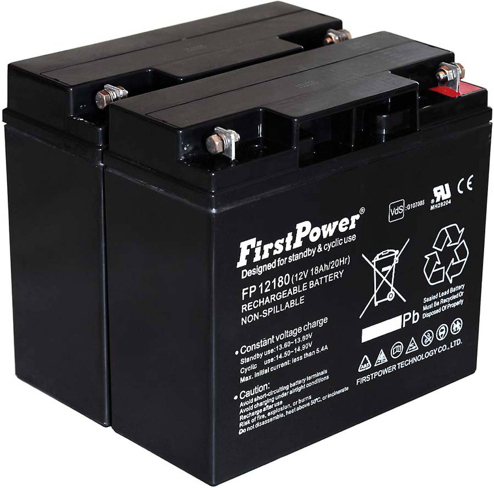 Powery FirstPower Blei-Gel Akku für USV APC Smart-UPS 1500 12V 18Ah VdS, 12V, Lead-Acid