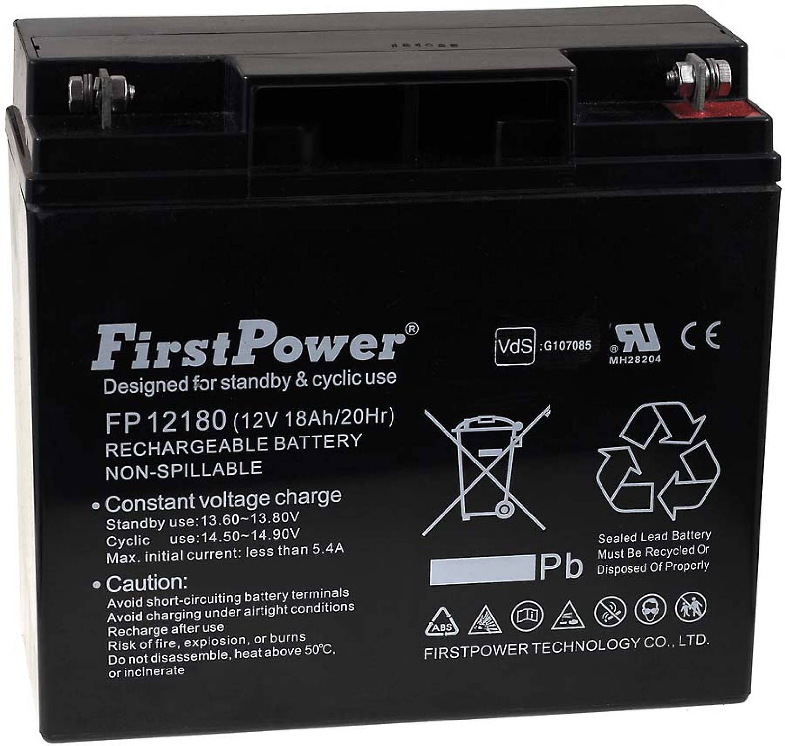 Powery FirstPower Blei-Gel Akku für USV APC Smart-UPS XL 2200 Tower/Rack Convertible 12V 18Ah VdS, 12V, Lead-Acid